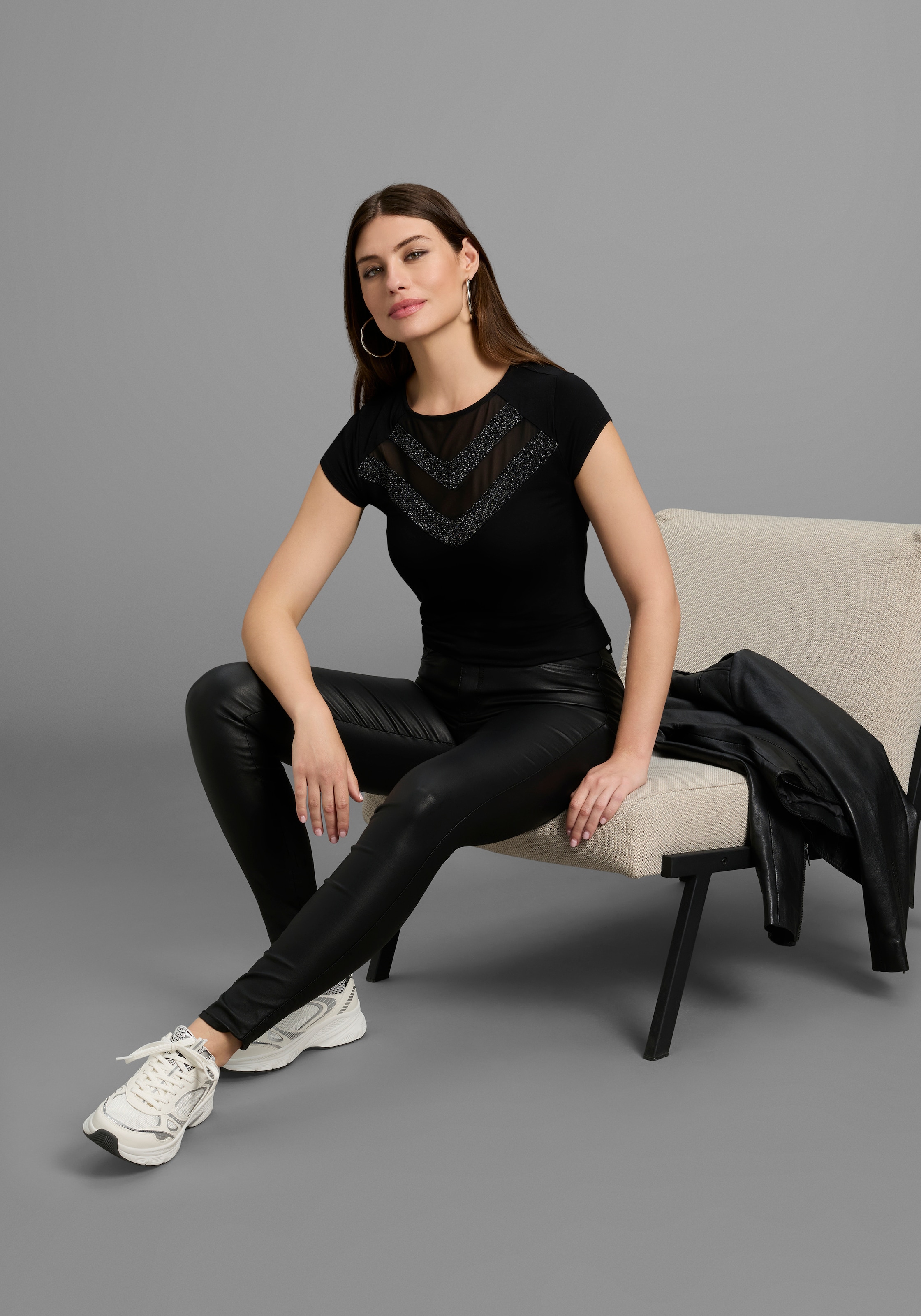 Melrose T-Shirt, Kurzarm, sehr figurbetonte Passform, Rundhalsausschnitt
