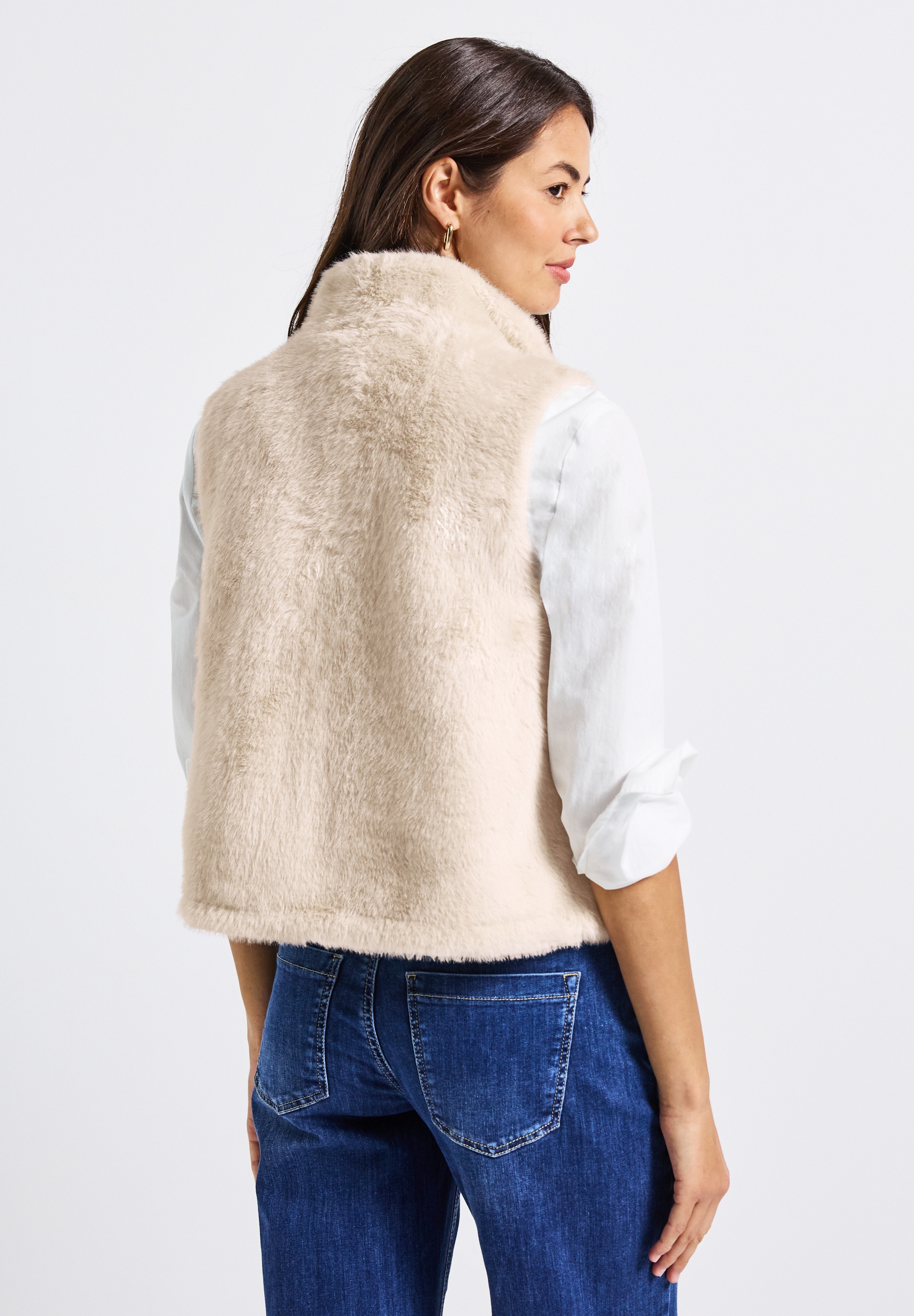 STREET ONE Fellimitatweste, Aufgesetzte Taschen