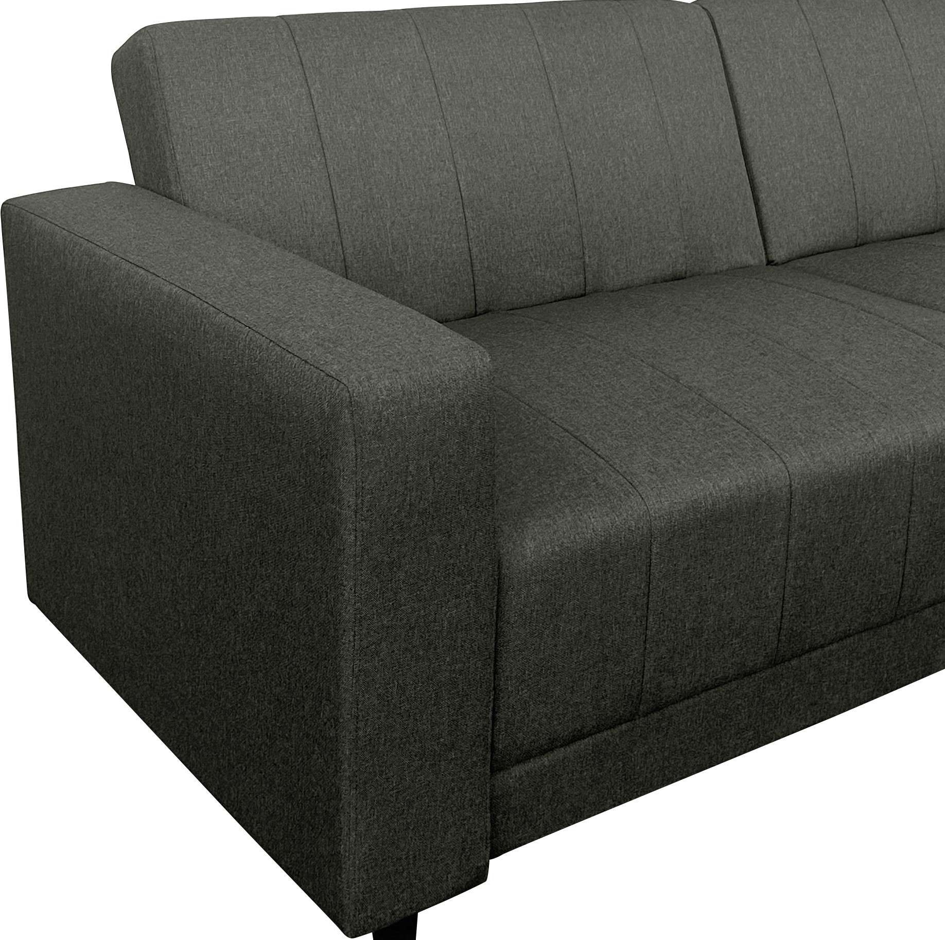 Dorel Home 3-Sitzer »Allie II Schlafsofa 225 cm«, Bett-Funktion (108/190cm), Rückenlehne 2-teilig, mit Steppung
