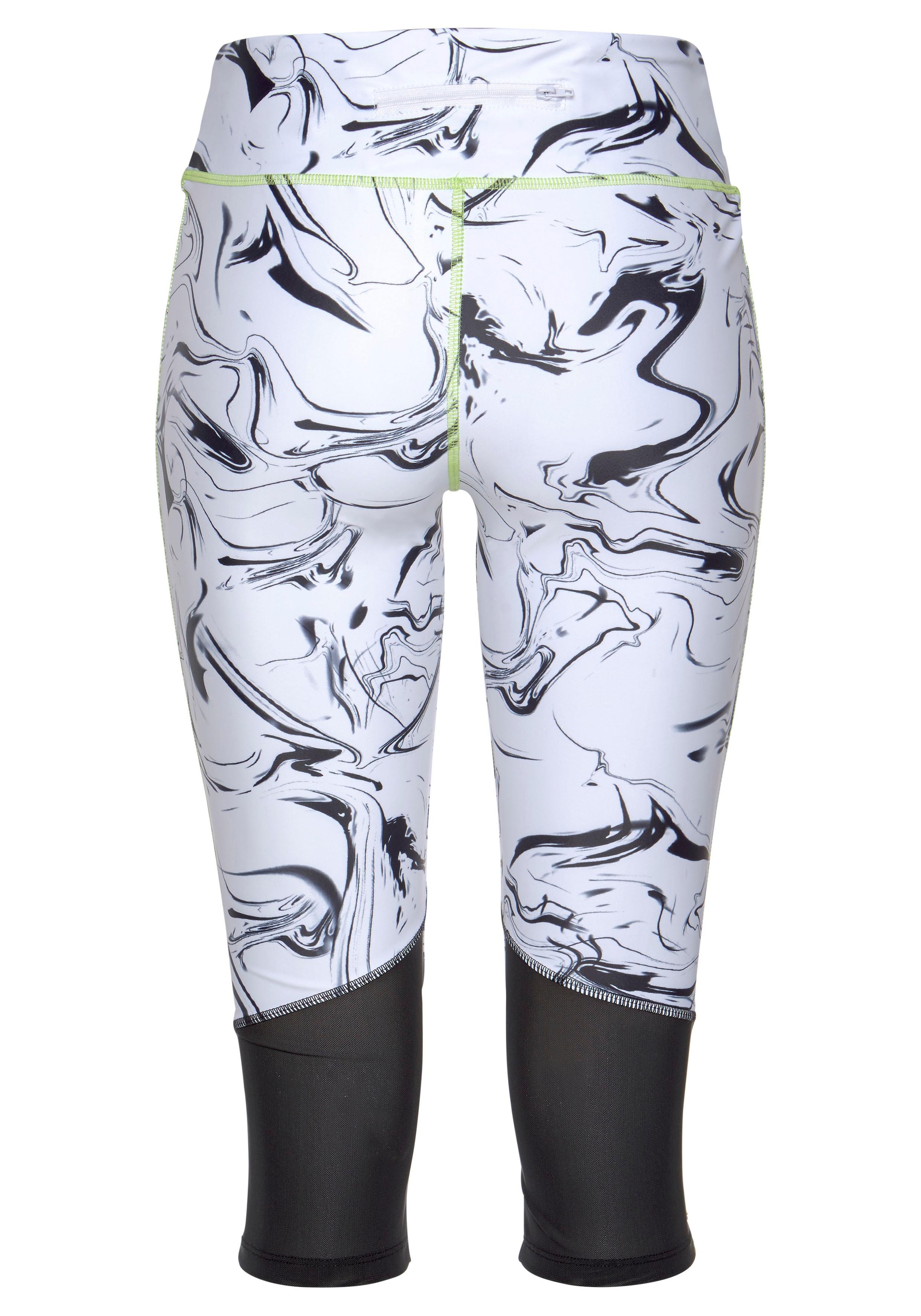 LASCANA ACTIVE Caprileggings »-Sporthose White Marble«, mit Mesheinsätzen