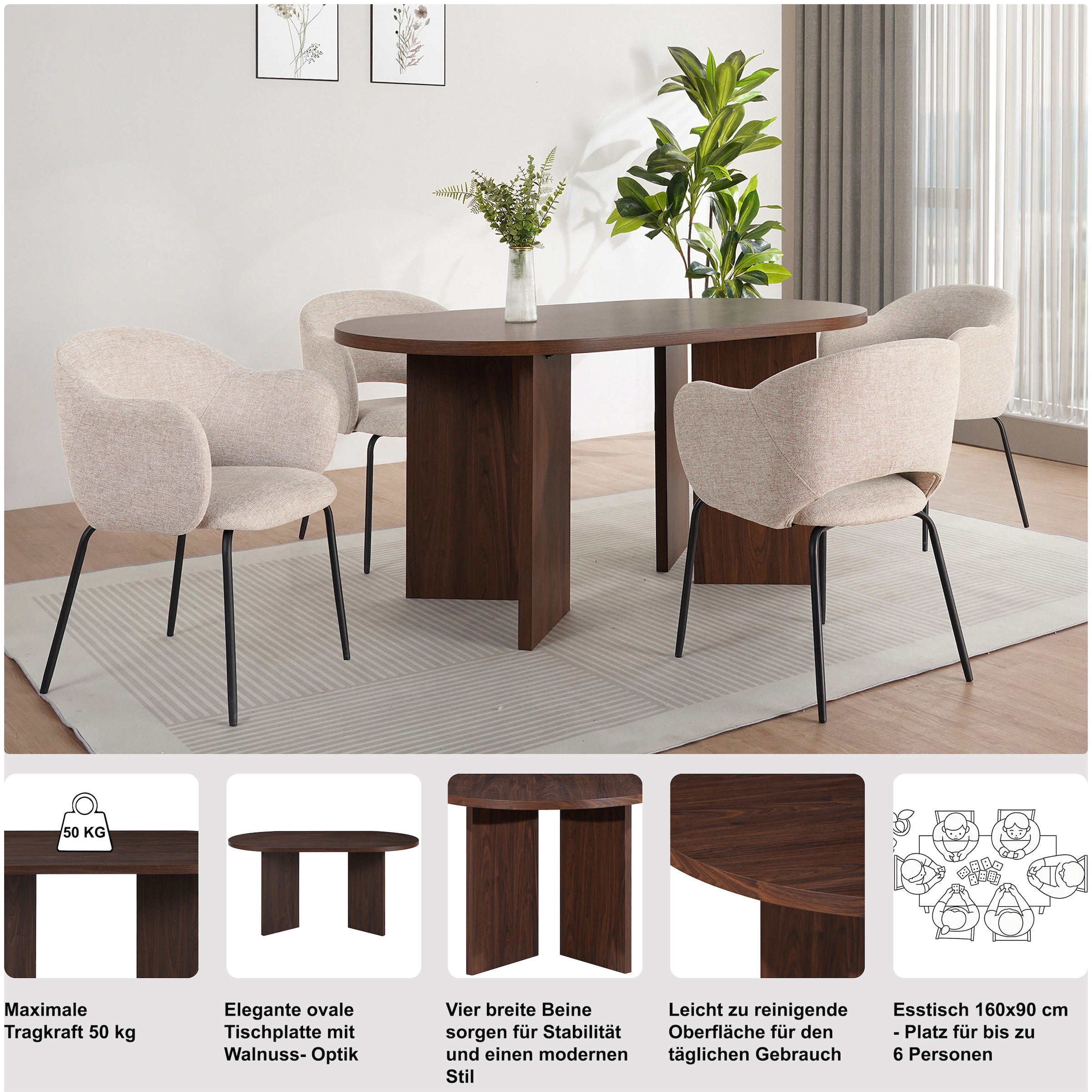 OTTO home Esstisch »Callii« Walnussoptik