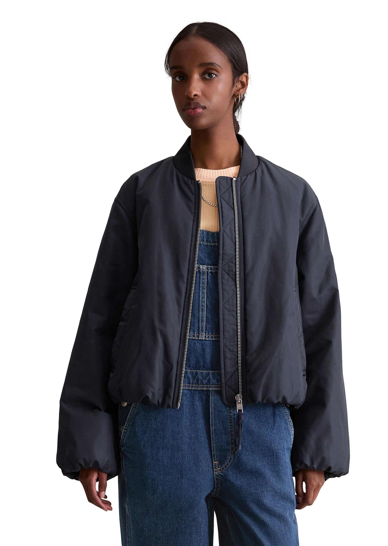 Marc O'Polo DENIM Blouson »im Aviator-Stil relaxed fit cropped aus recyceltem Polyester«