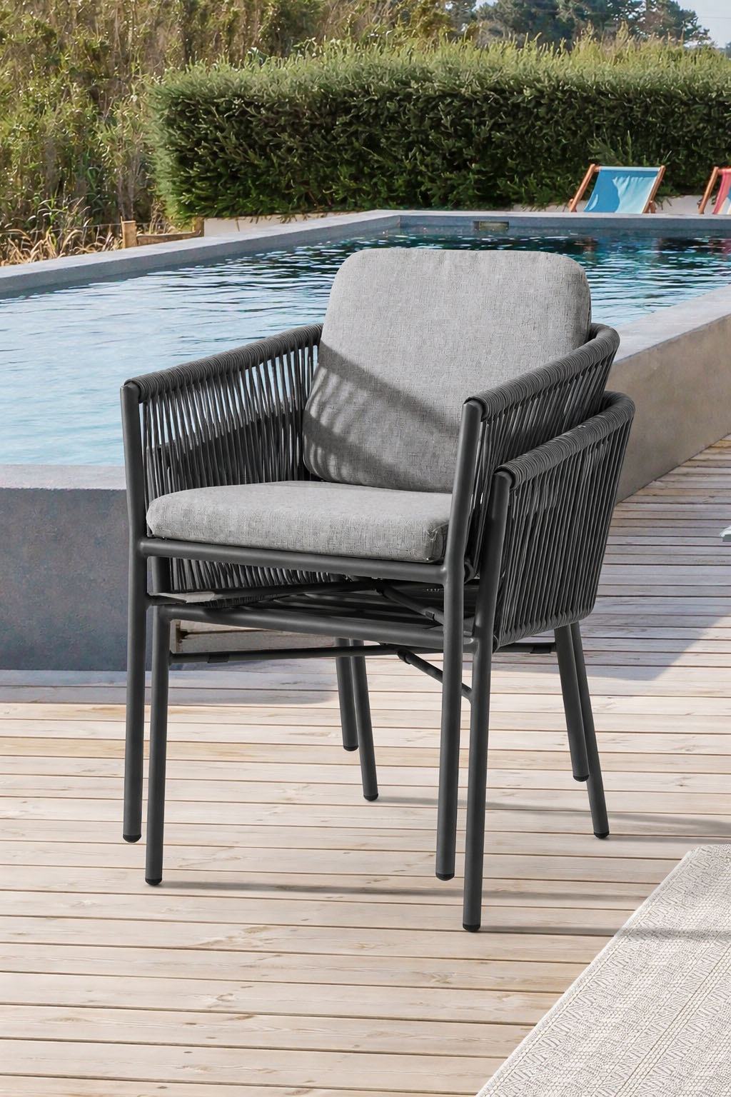 Destiny Garten-Essgruppe »LUCCA SAN MARINO  4 Se + Tisch OV 180x90cm holzf./ taupe« Set,  Aluminium, Rope, Polywood
