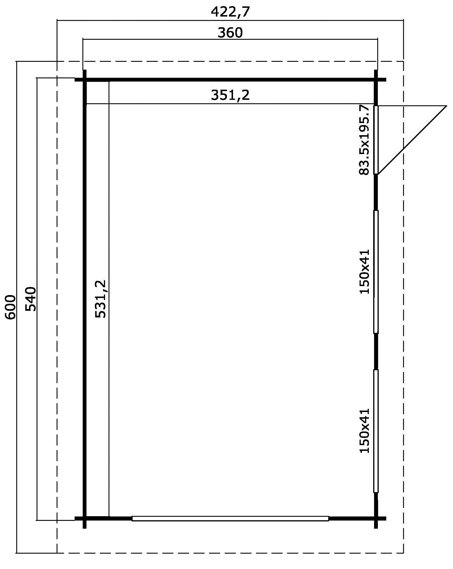Nordic Holz Garage »CANBERRA« BxT: 423x600 cm, 207 cm Einfahrtshöhe, mit Schwingtor