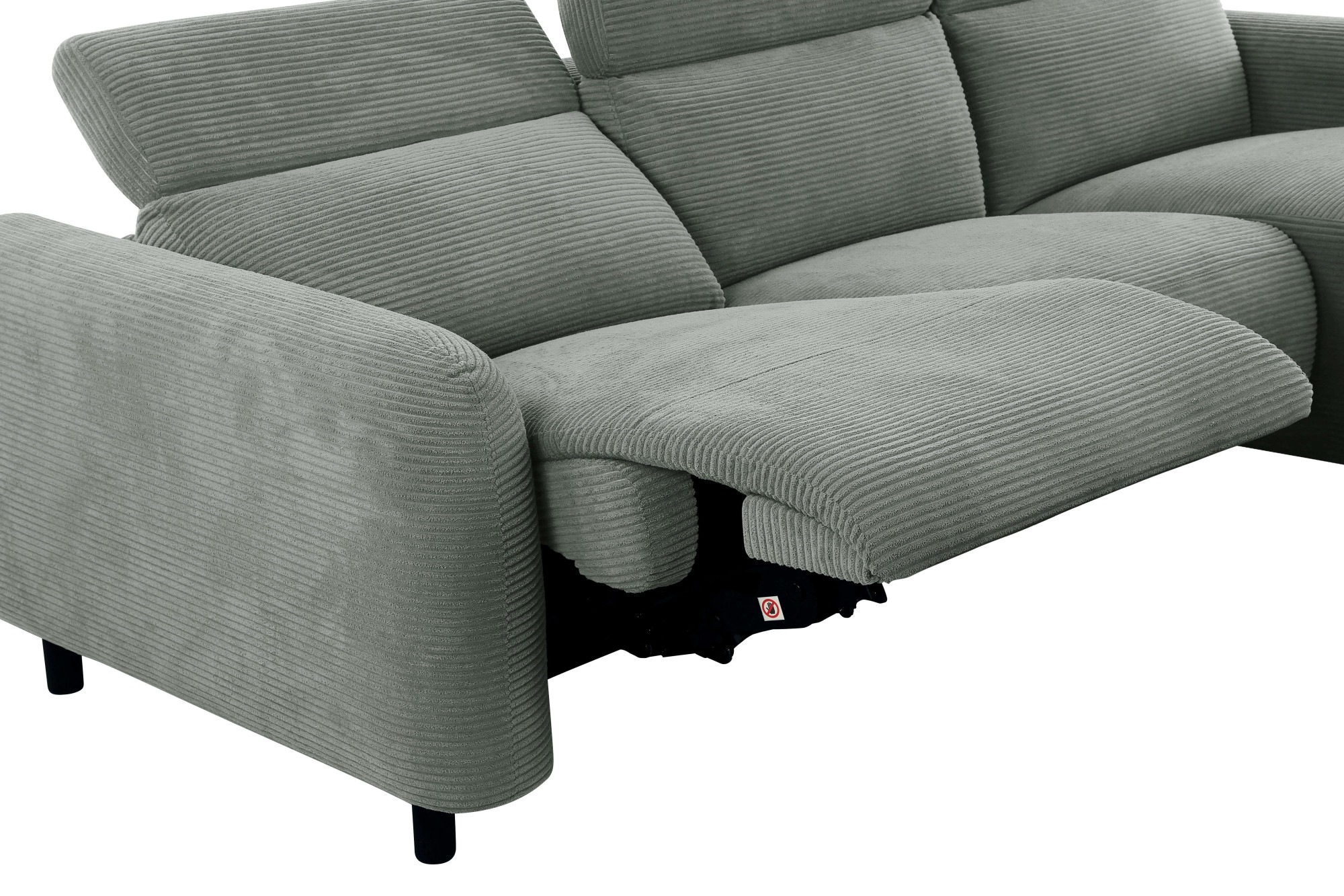Home affaire Ecksofa »SKAANE in Cord, L-Form, 274 cm, manuelle u. elektrische Funktion,«, rundes Design, Kopfteilverstellung, Federkernpolsterung