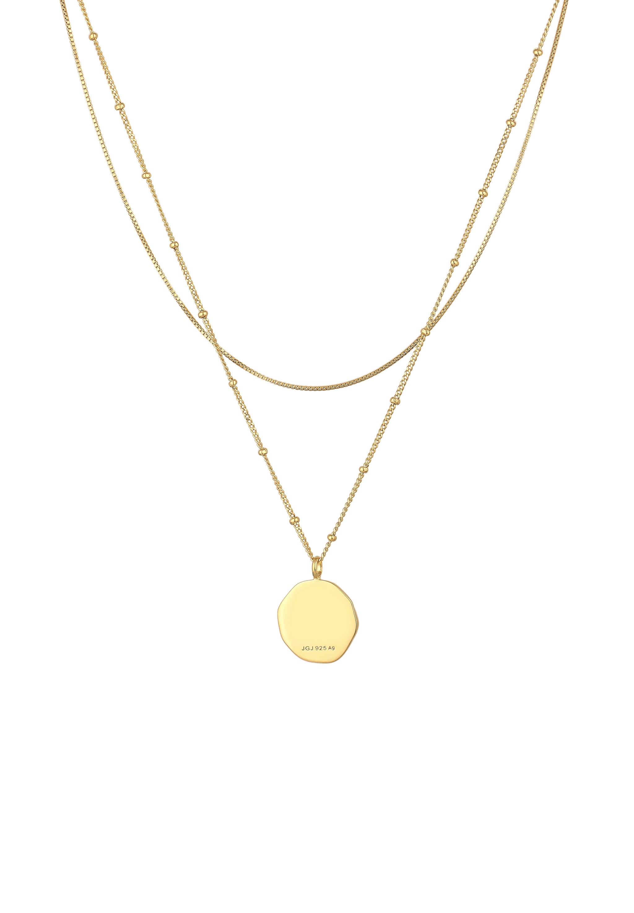 Elli Silberkette »Halskette Layer Plättchen Spirale 925 Sterling Silber vergoldet«