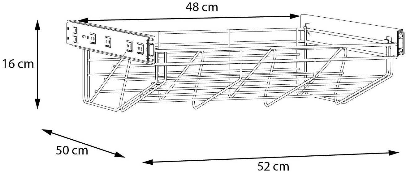 FORTE Inneneinteilung, B/H/T 52/16/50 cm, einfache Montage, Metall