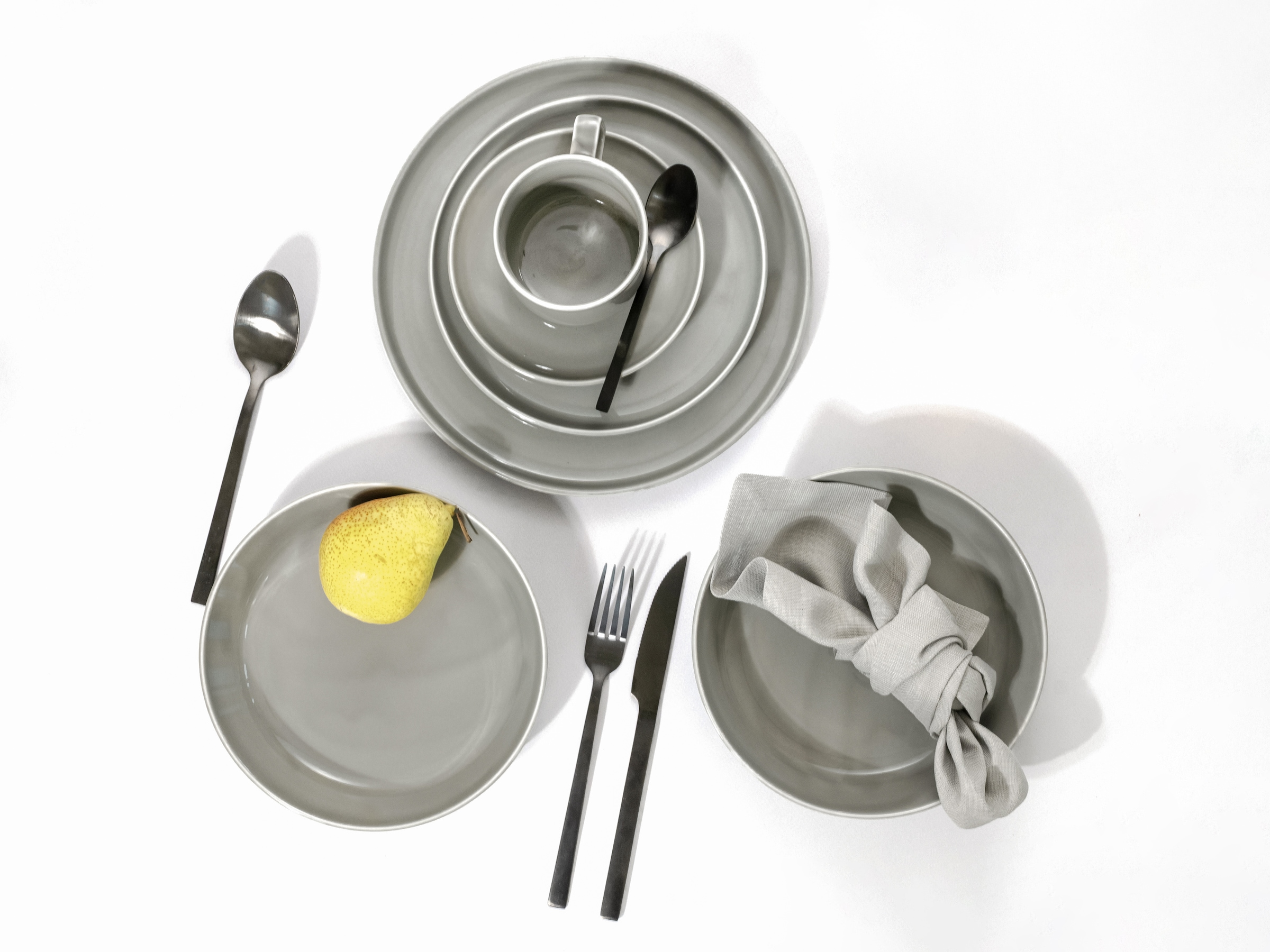 CreaTable Kombiservice »Chef Collection, Service 30-tlg.« Moderne Formensprache, Edelgrau Optik