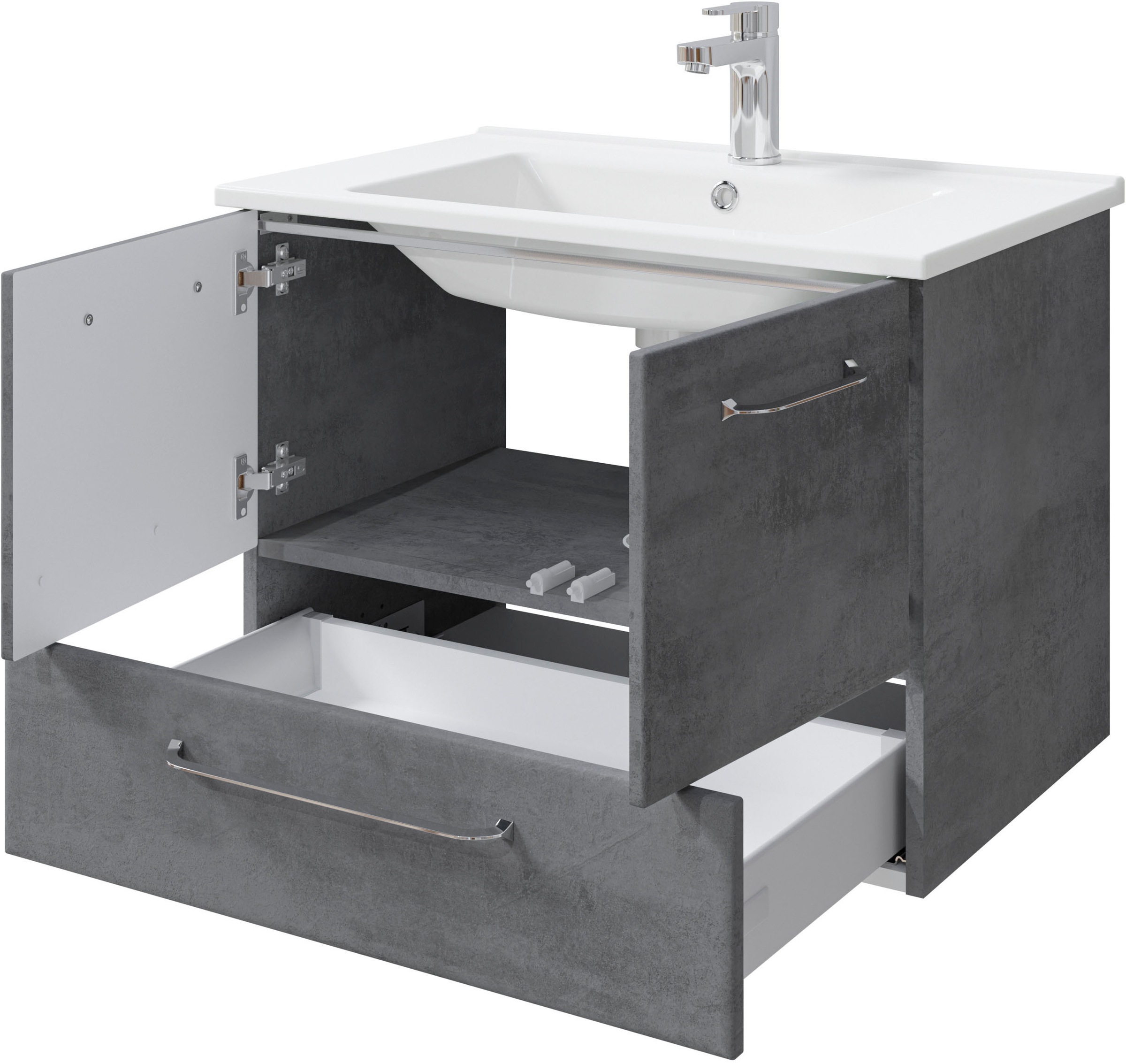 Saphir Badmöbel-Set »Quickset 945 Keramik-Waschtisch mit Unterschrank, 75 cm breit« 1 Stk. tlg.