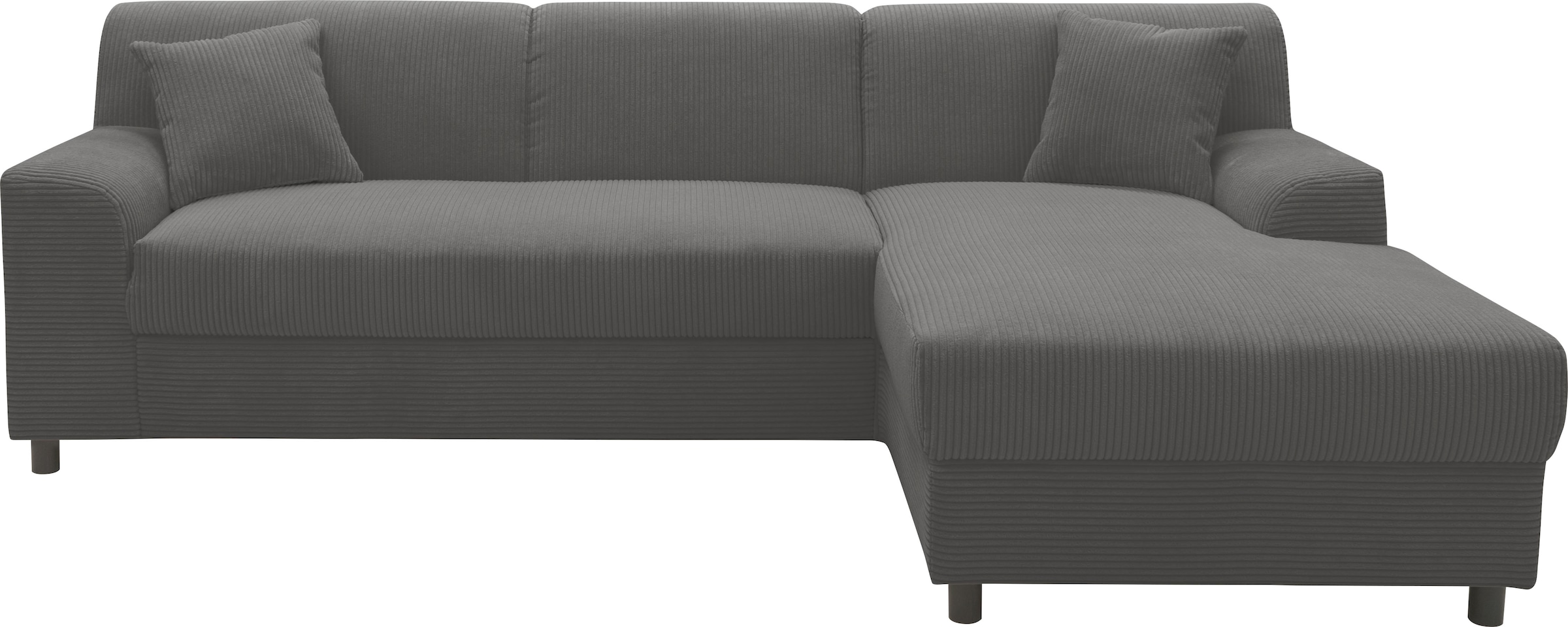 DOMO collection Ecksofa »Turah 2, L-Form, Cord oder Luxus-Microfaser, komfortabler Federkern«, B/T/H: 241/146/79 cm, incl. Zierkissen, wahlweise mit Bettfunktion