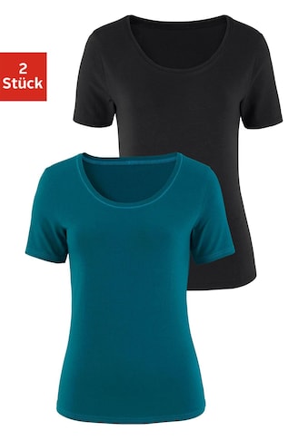 Vivance Kurzarmshirt, (2er-Pack), aus elastischer Baumwoll-Qualität kaufen