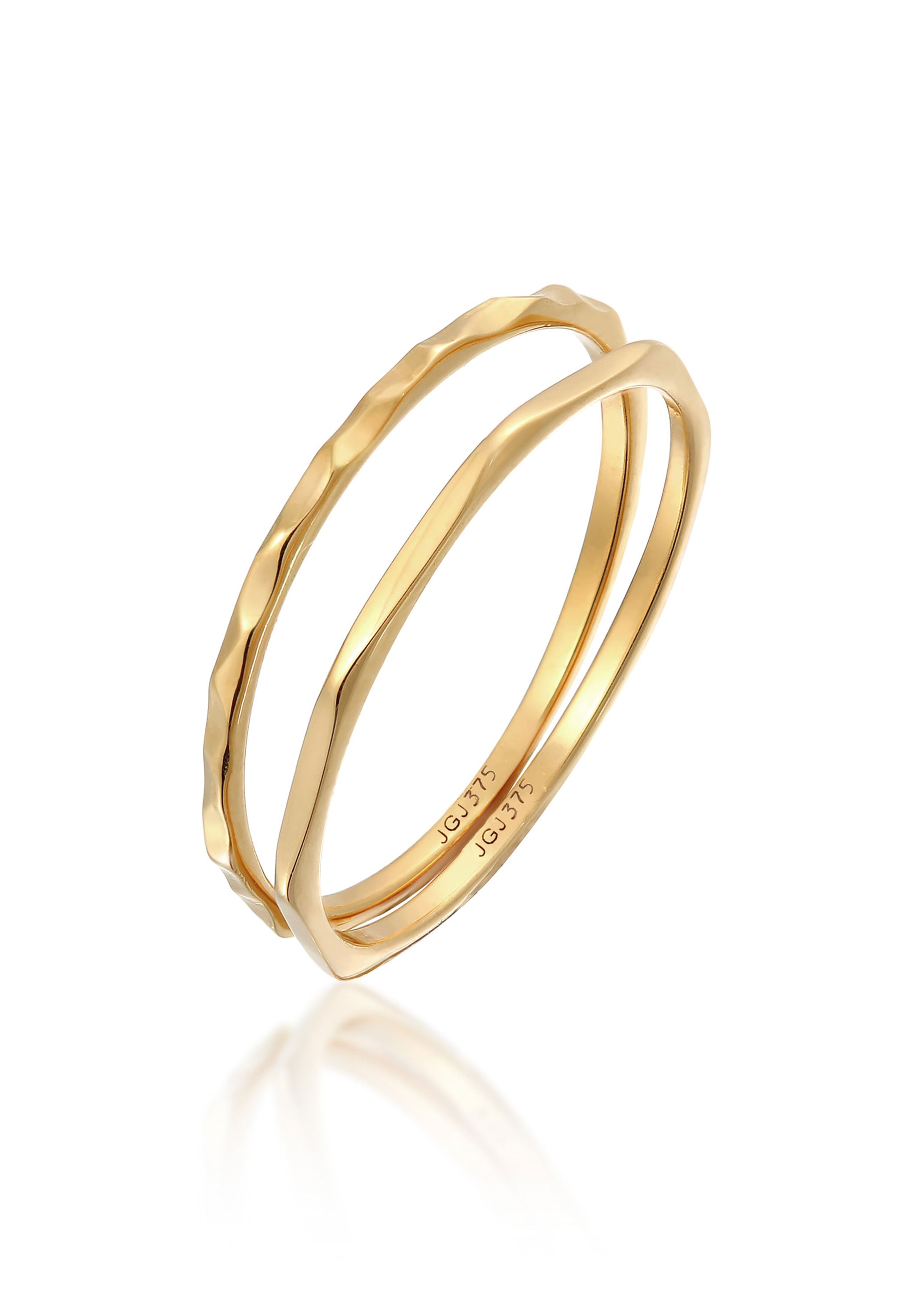Elli Premium Ring-Set »Ring Stapelringe Stacking Bandring (2 tlg.) 375 Gelbgold«
