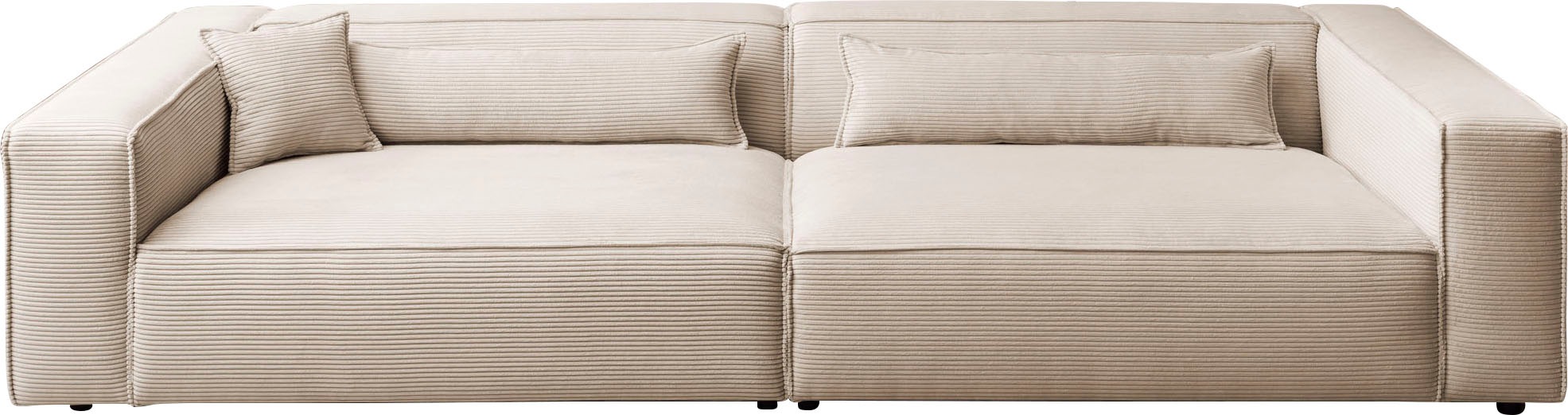 LeGer Home by Lena Gercke 3-Sitzer »PIARA, XXL Sofa mit Kedernaht, Big-Sofa in Cord oder Leinenoptik«, schwarze Füße, bequemer Sitzkomfort, extra tiefe Sitzfläche