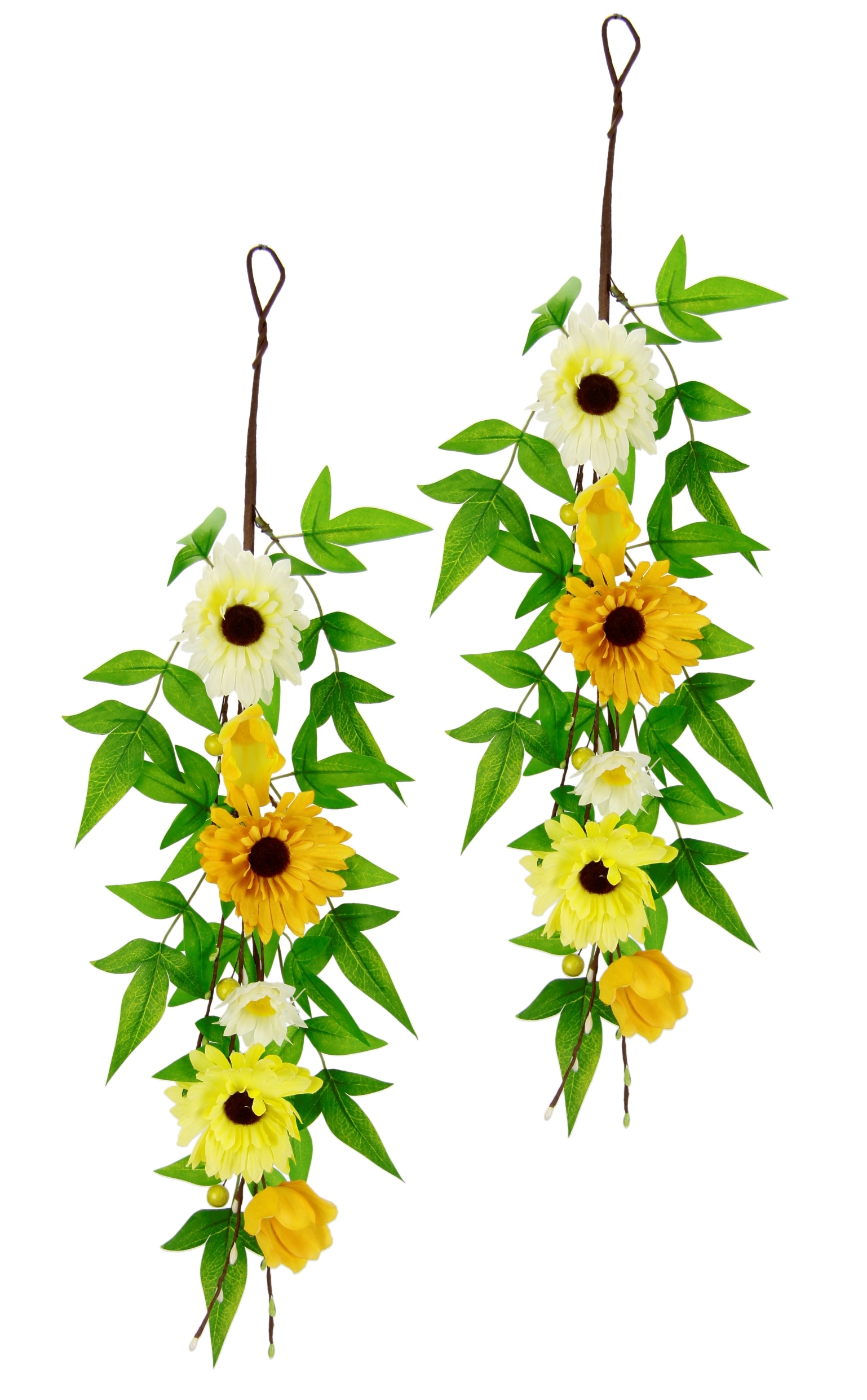 I.GE.A. Kunstblume »Girlande mit Gerbera Blüten 50cm 2er Set Deko für Hochzeit Geburtstag« Ranke Hänger Pflanze Kunstpflanze  Gänseblümchen Margeriten Blumen