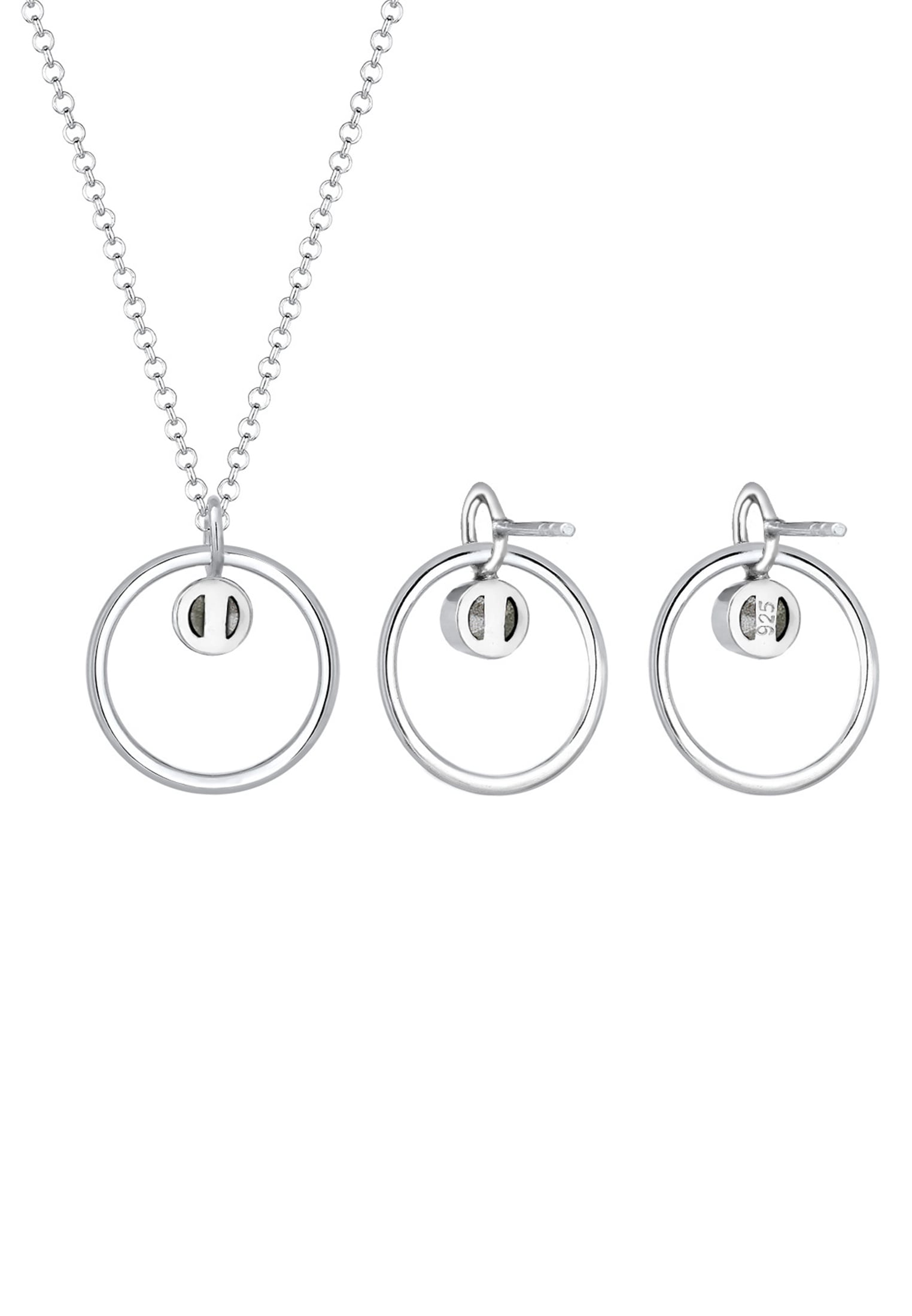Elli Ohrring und Ketten Set »Schmuckset Kreis Glas Kristalle Weiß 925 Sterling Silber« ()