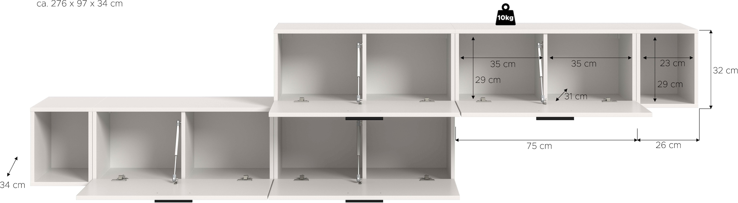 Home affaire Schrank-Set »ENESTE, 6-teilig, in verschiedenen Farben, individuell kombinierbar« verschiedenste Kombinationmöglichkeiten, stehend oder hängend, 2 Stk. tlg.