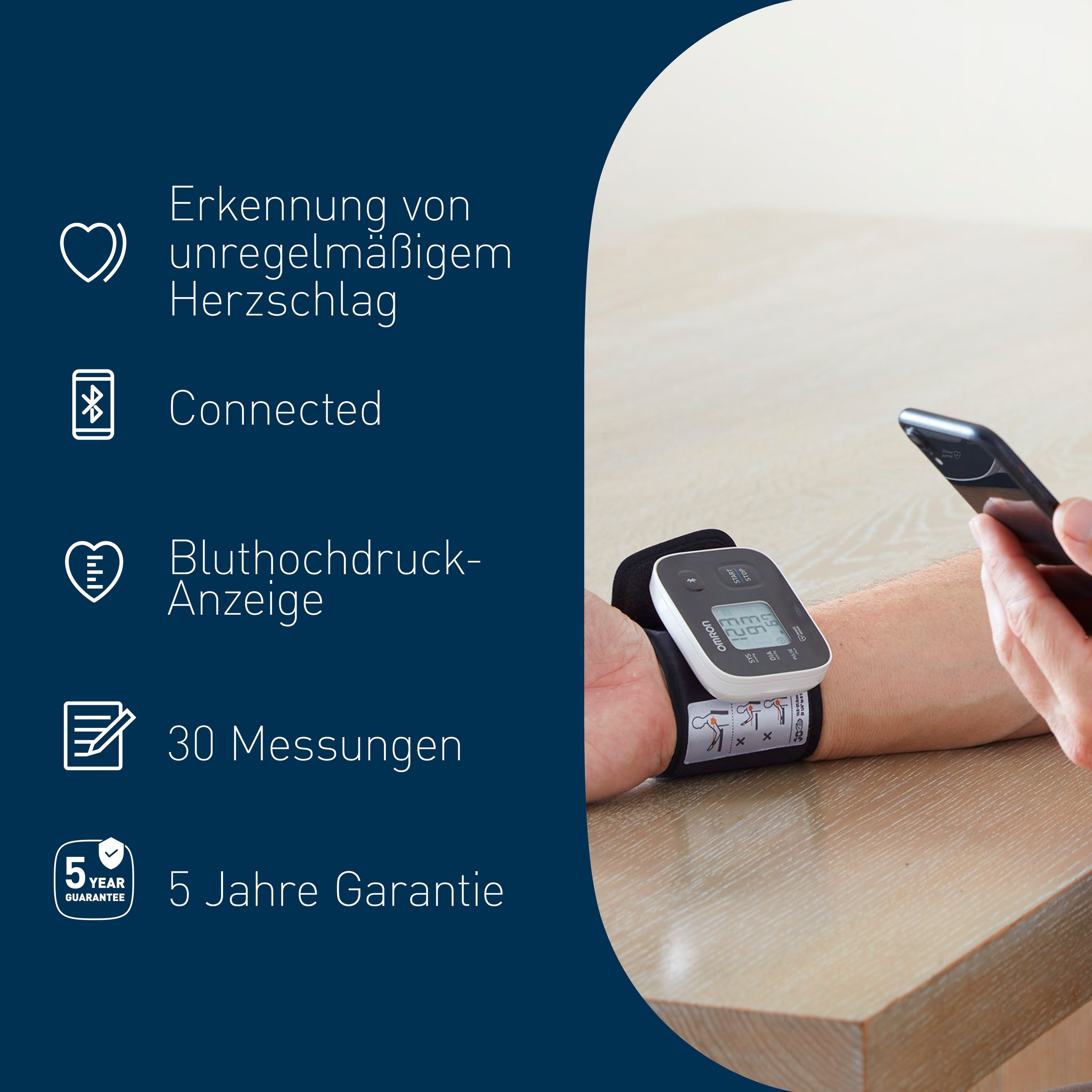 Omron Handgelenk-Blutdruckmessgerät »RS3 Intelli IT digitales Handgelenk-Blutdruckmessgerät«, klinisch validiert, mit kostenloser Smartphone App OMRON connect