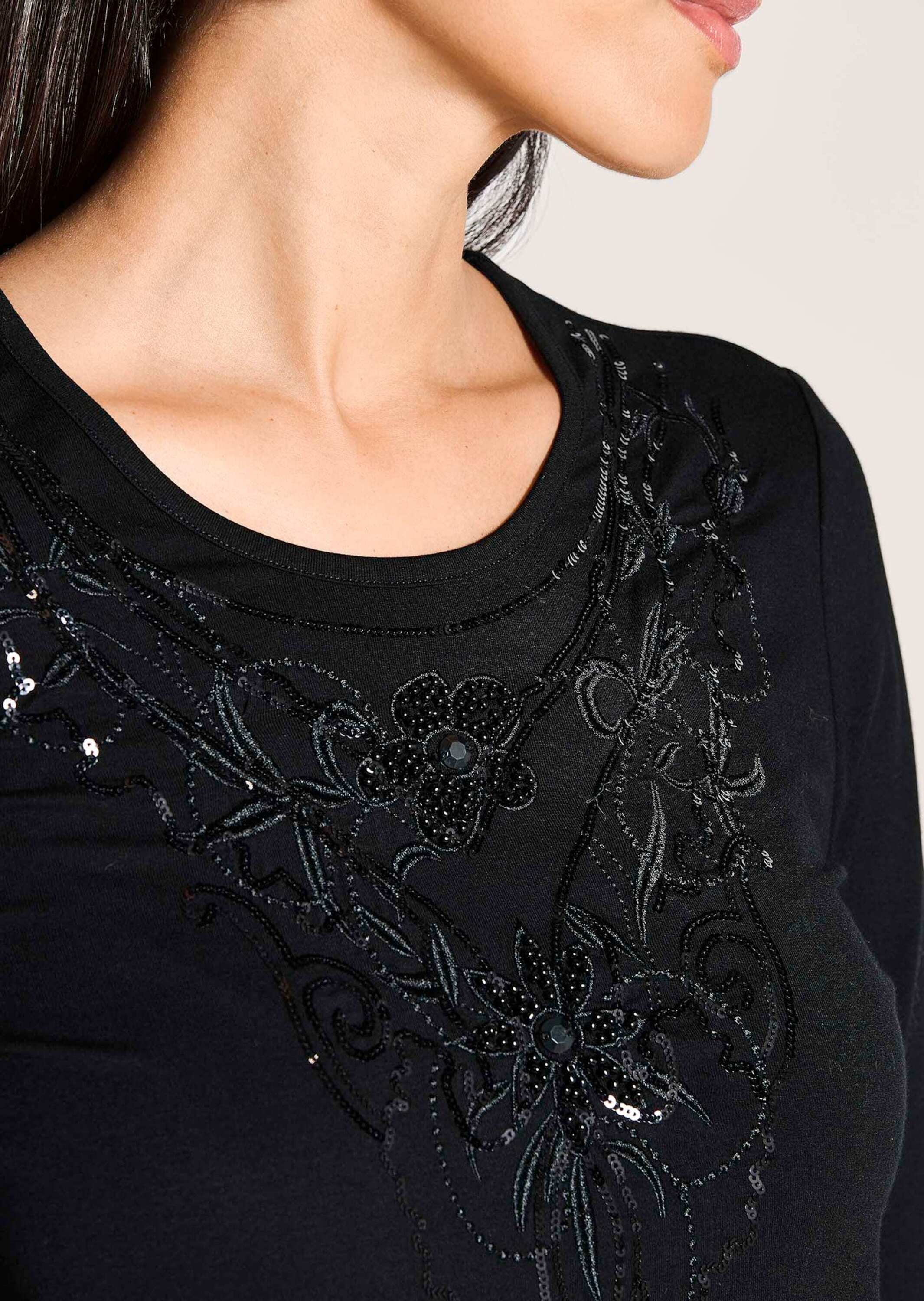 MADELEINE T-Shirt »Glanzshirt Funkelndes Oberteil mit Ziersteinen« Glanz-Akzente