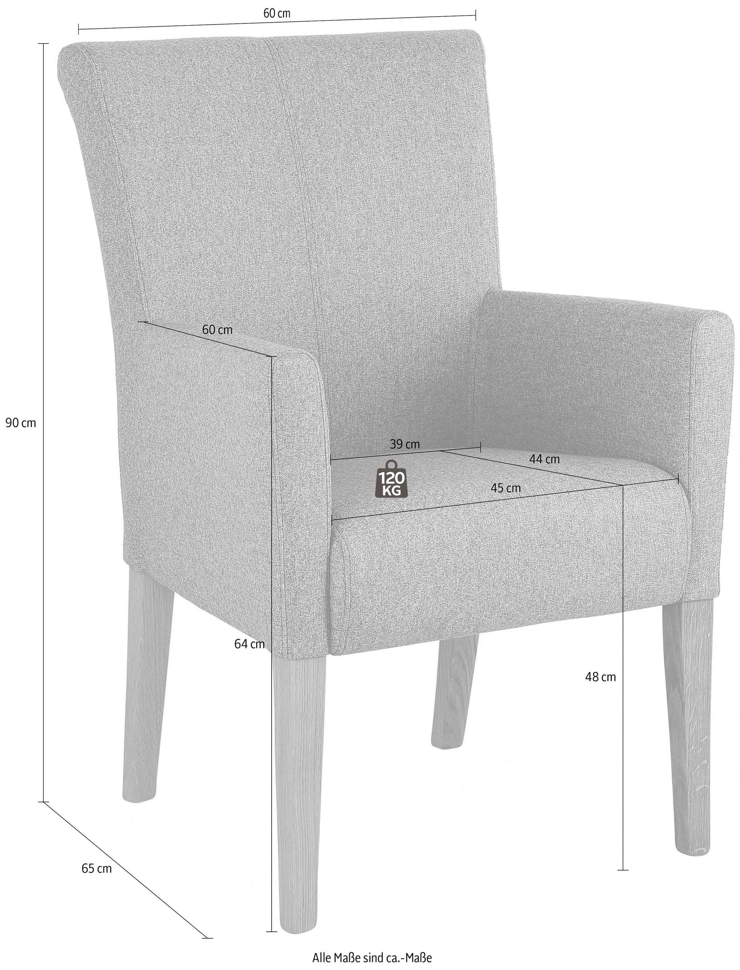 Home affaire Esszimmerstuhl »King«, Feinstruktur, Polsterstuhl, Armlehnstuhl, Gestell Massivholz
