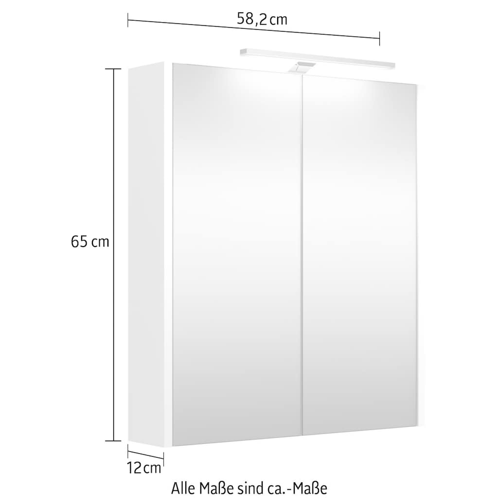welltime Badezimmerspiegelschrank »Joy«, in unterschiedlichen Breiten, mit LED, IP 44, FSC®