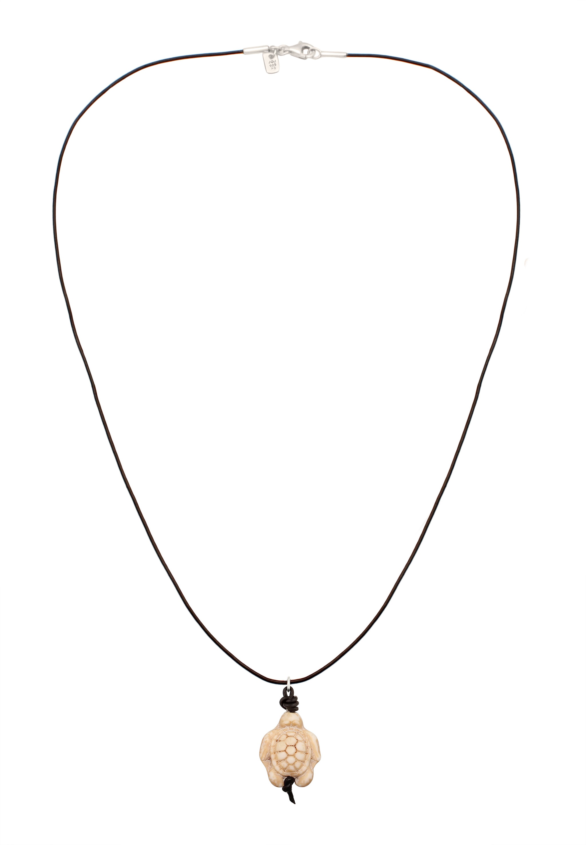 Kuzzoi Silberkette »Halskette Lederkette Schwarz synthetische Howlith Schildkröte 925 Sterling Silber«