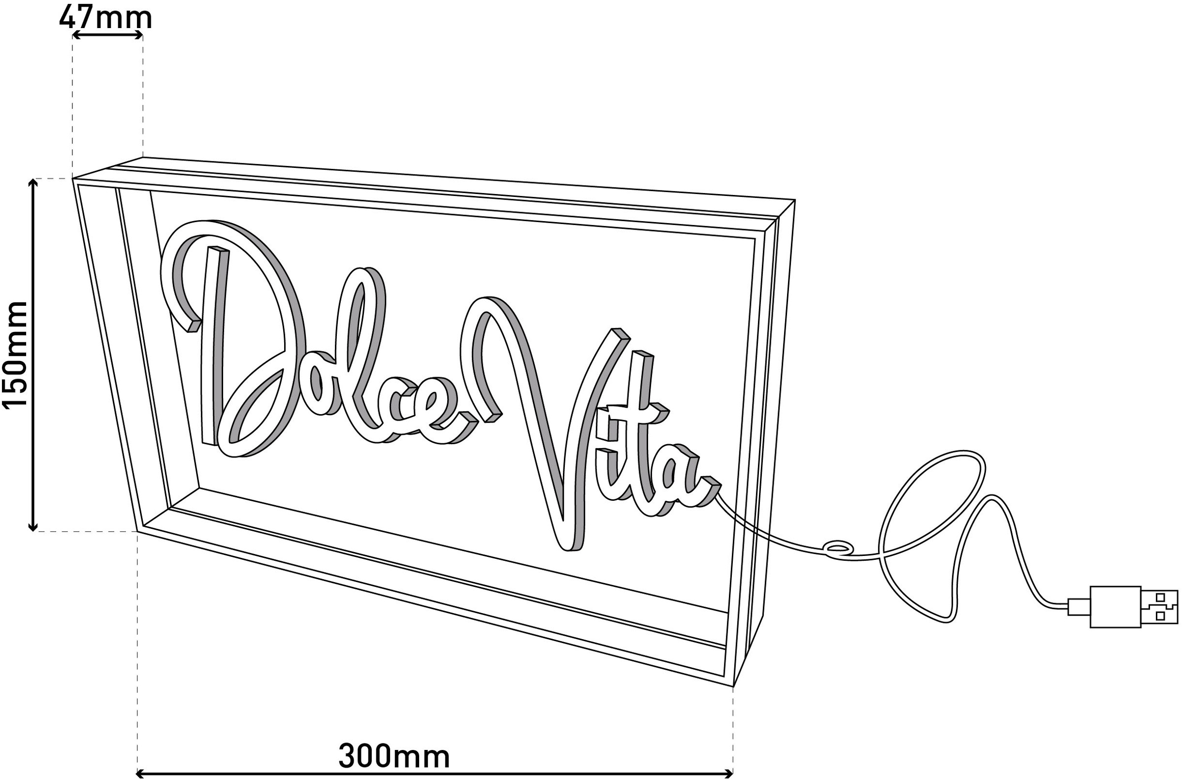 näve LED Dekolicht »DOLCE VITA« LED-Modul 1 Stk. blau | rot Schriftzug beleuchtet blau rot, Tisch- Wandfunktion, transparent, USB