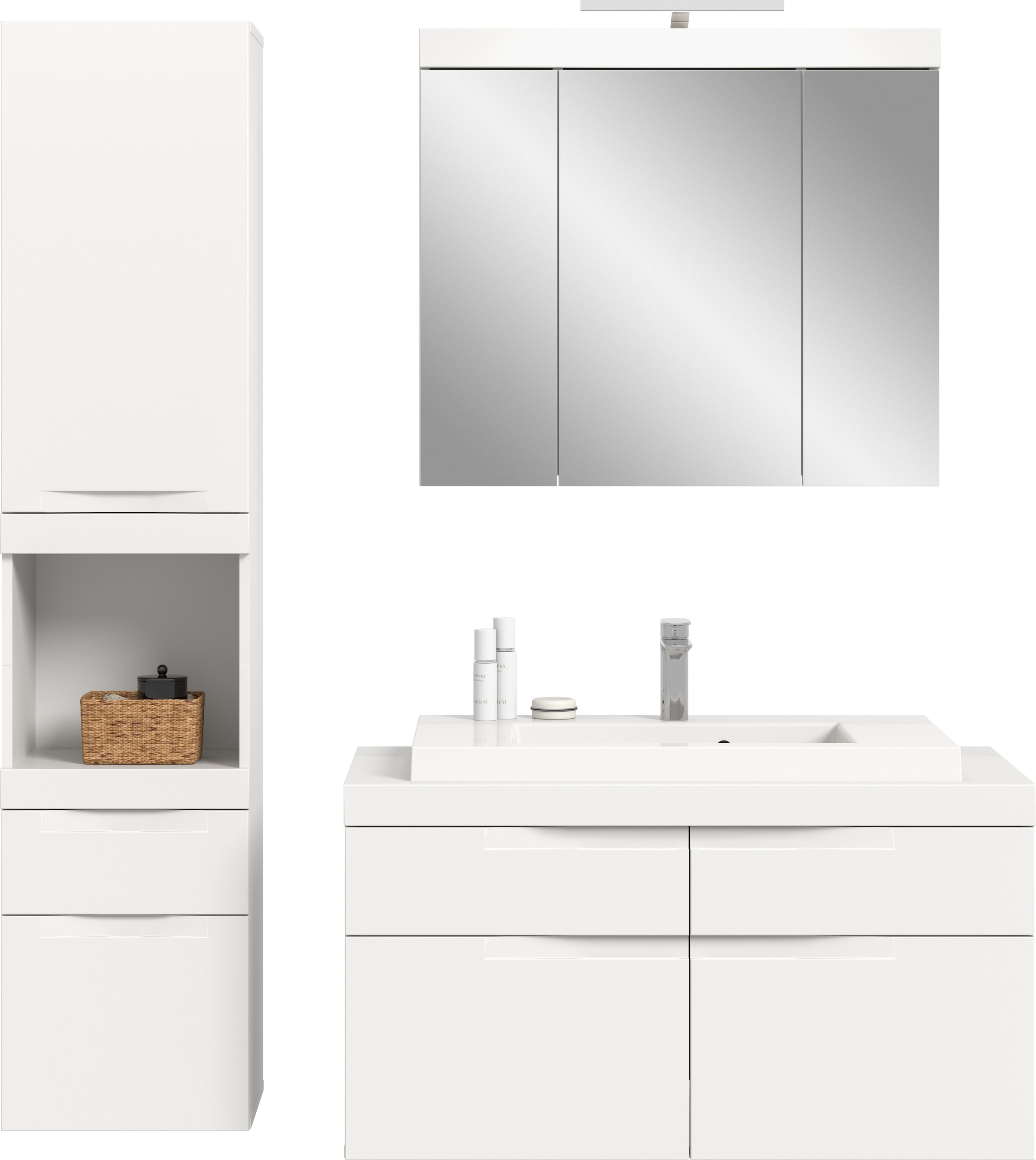 OTTO home Badmöbel-Set »MAOI, 3-tlg. Badkombi, hochwertige MDF Front, optional mit Beleuchtung«