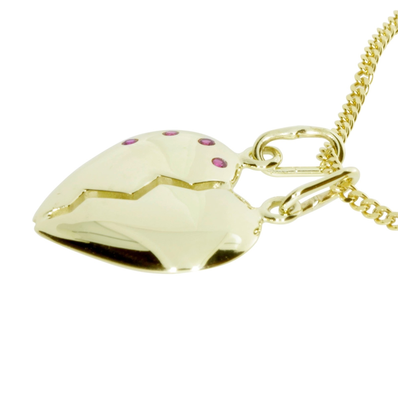 OSTSEE-SCHMUCK Kette mit Anhänger »- geteiltes Herz - Silber 925/000, vergoldet - sy. Rubin«