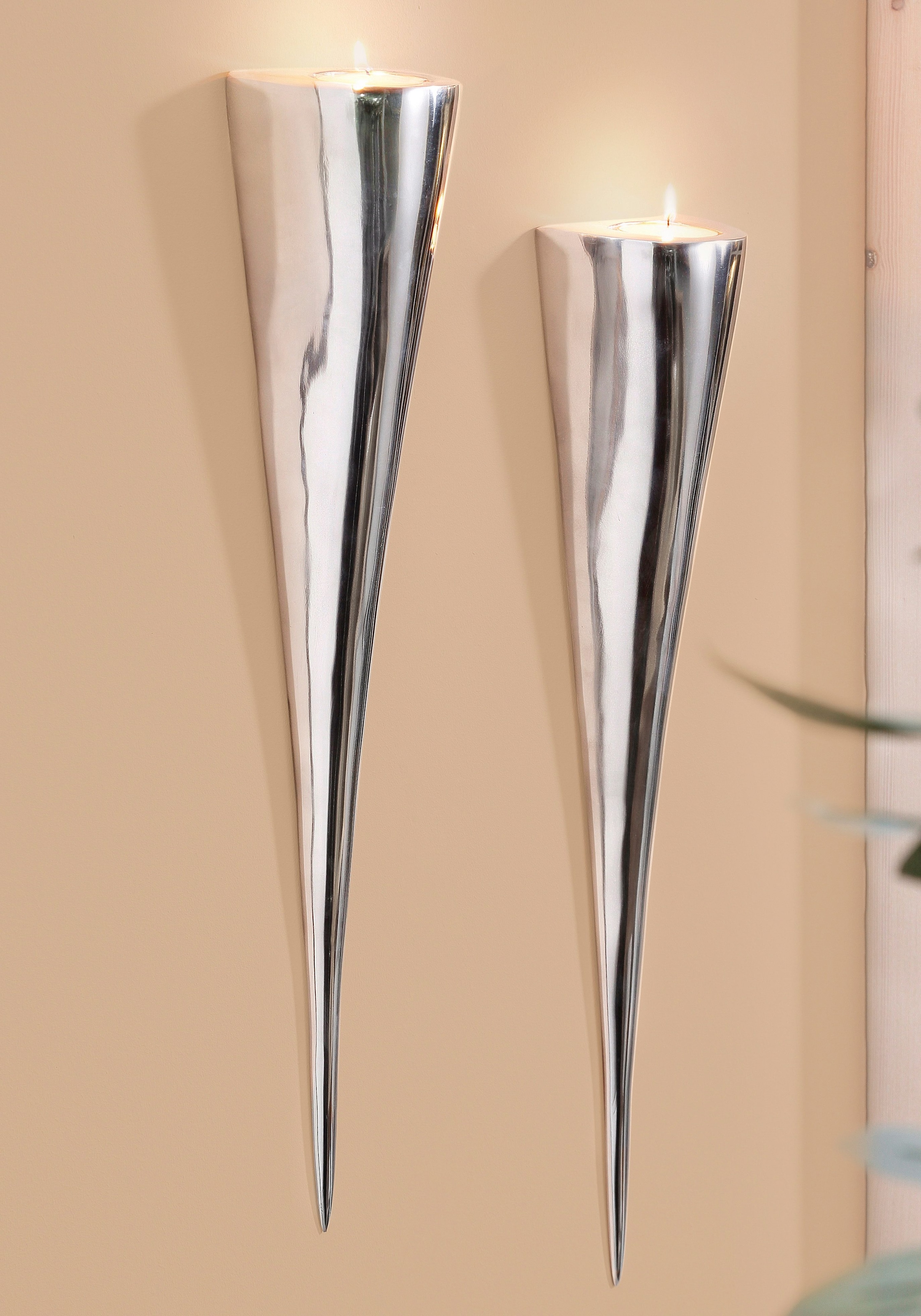 Home affaire Wandkerzenhalter, modern, Aluminium, silber