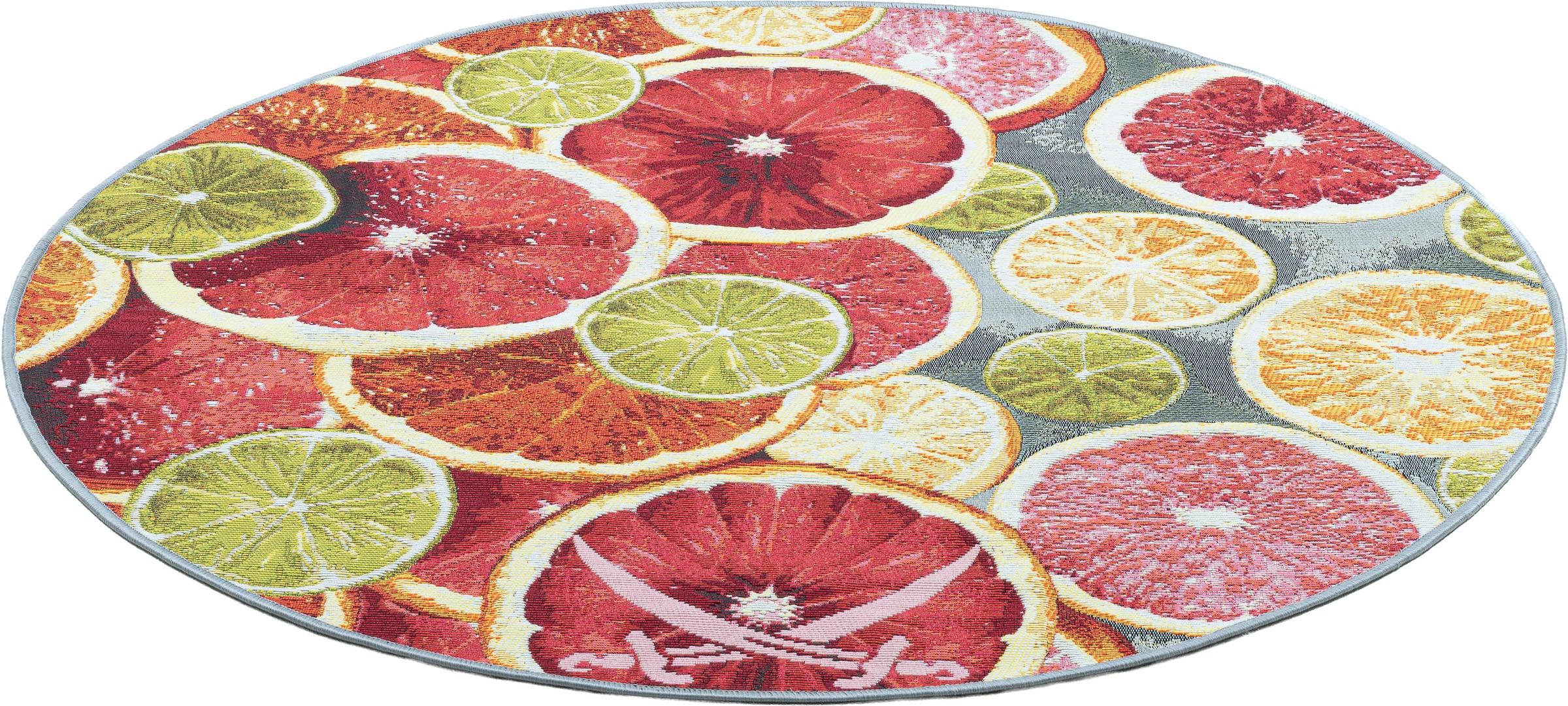 Sansibar Teppich »Rantum Beach 003« rund 5 mm Höhe Flachgewebe, modernes Sommer Design, In- und Outdoor geeignet