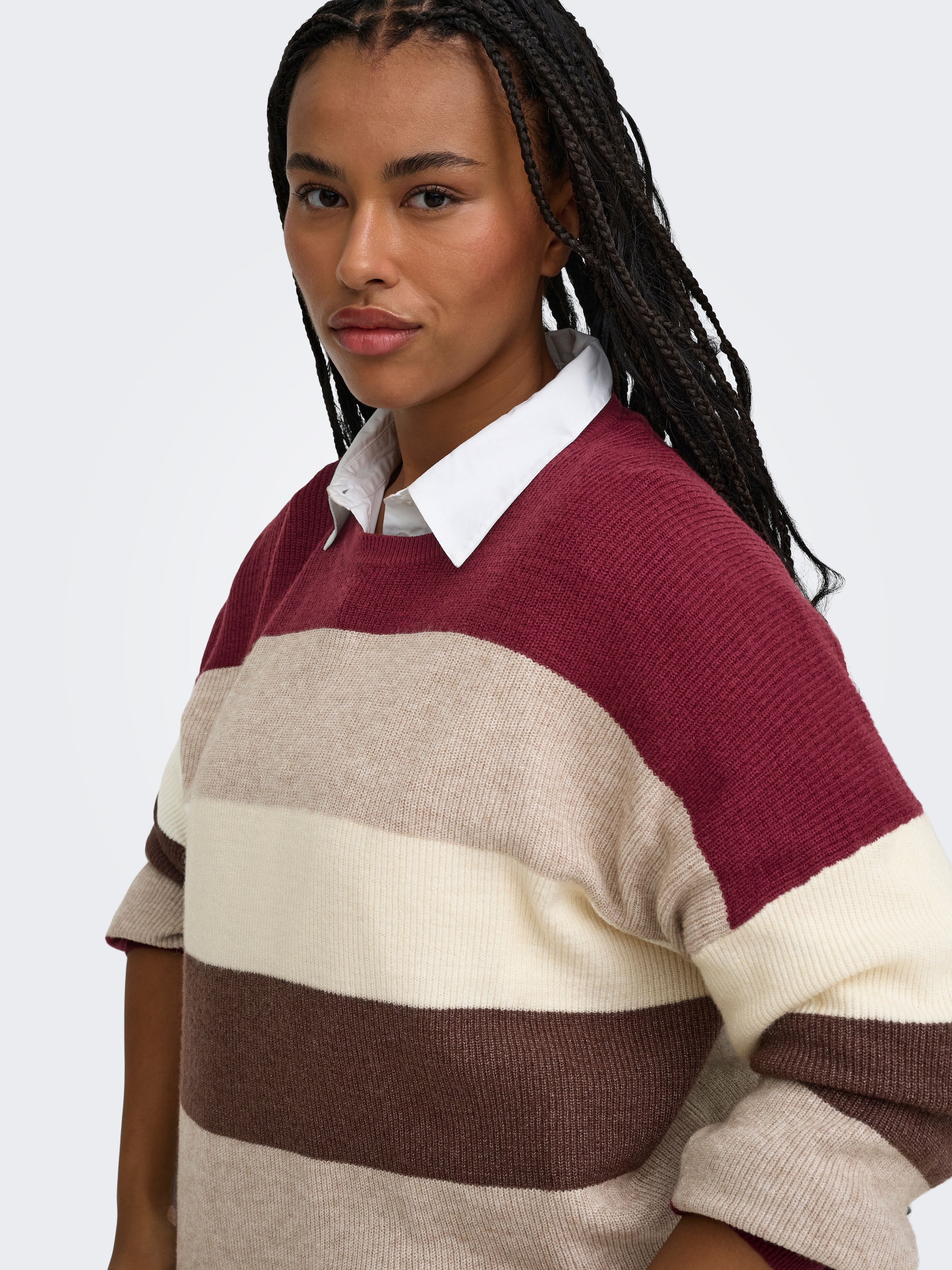 ONLY CARMAKOMA Strickpullover »CARATIA L/S STRIPE PULLOVER KNT NOOS« Viskosemischung