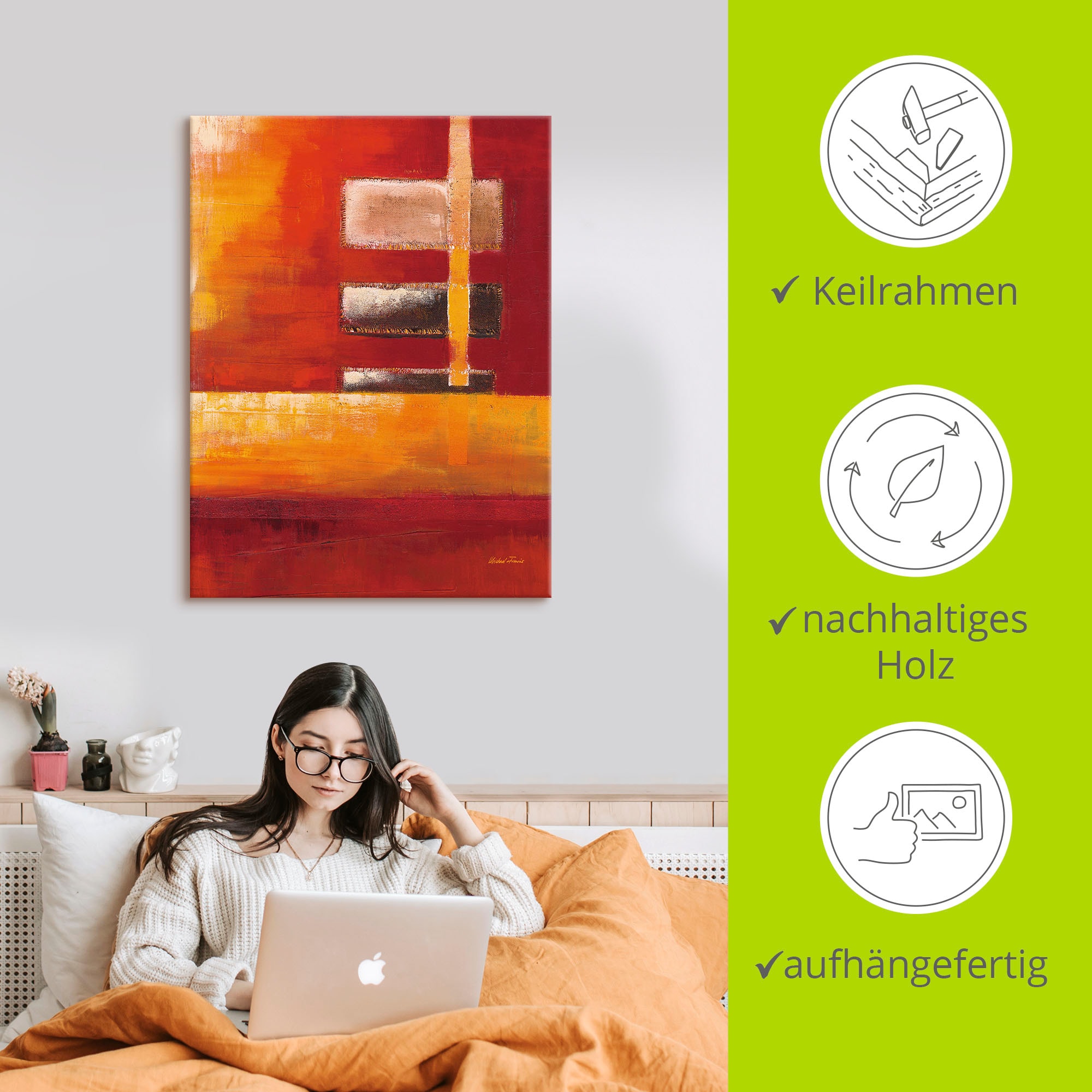 Artland Leinwandbild »Felder II - Abstrakt« Muster 1 Stk. tlg. auf Keilrahmen gespannt