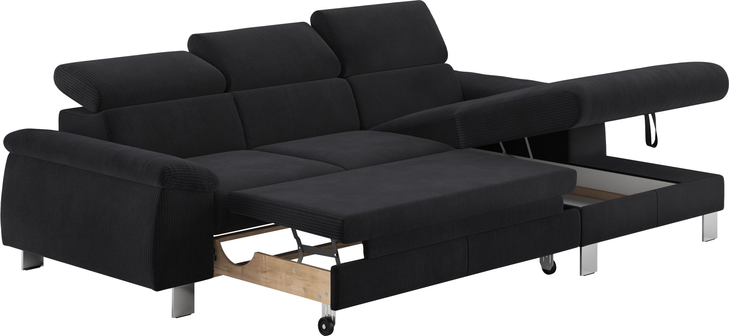 COTTA Ecksofa Komaris, Ecksofa, wahlweise mit RGB-LED-Beleuchtung und Bettfunktion/Bettkasten
