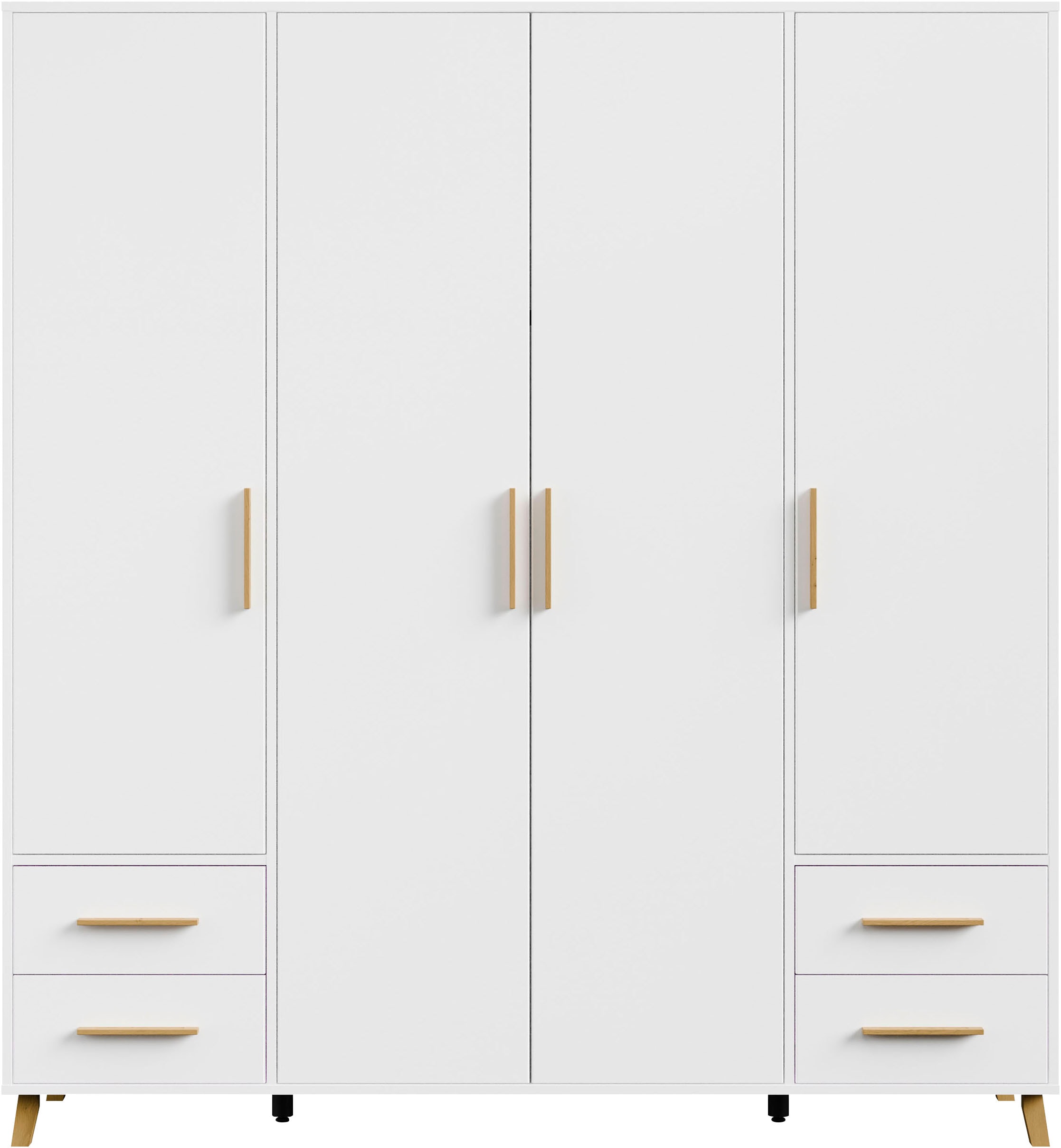 rauch Drehtürenschrank »Kleiderschrank Schrank Garderobe Wäscheschrank SHINJO«, (in 3 verschiedenen Ausstattungen BASIC/CLASSIC/PREMIUM), Griffe und Füße aus Massivholz mit 2 Schubladen MADE IN GERMANY