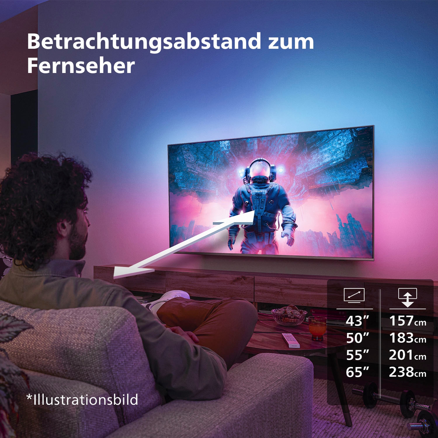 Philips LED-Fernseher, 126 cm/50 Zoll, 4K Ultra HD, Smart-TV, WLAN, Dolby Atmos Sound, Ambilight (3-seitig)