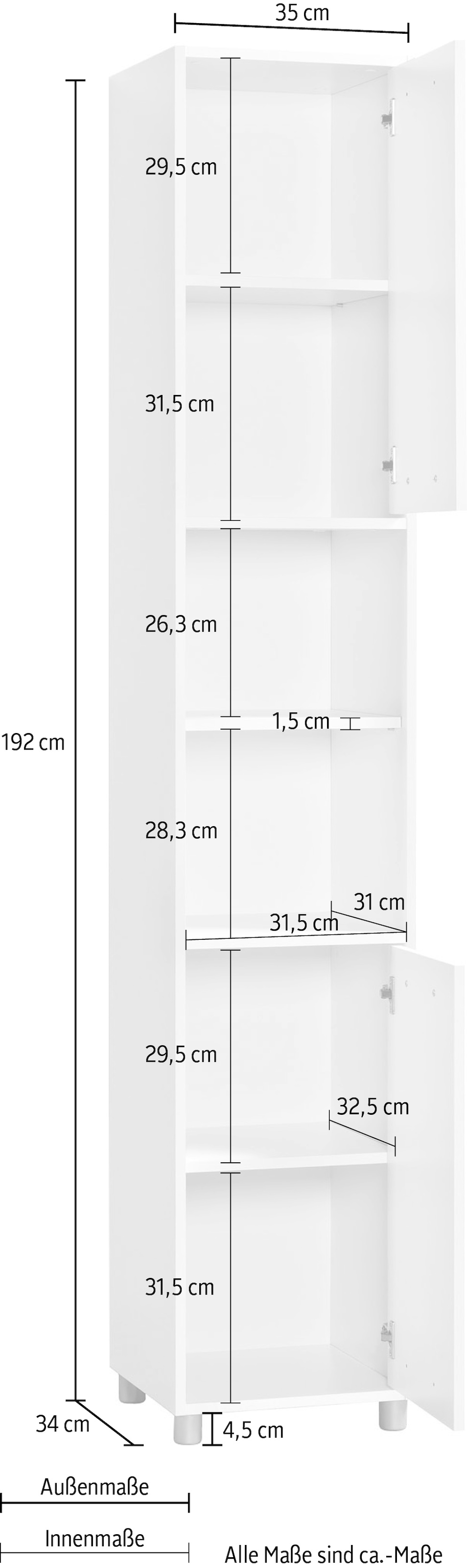 Procontour Hochschrank »Betty«, Breite 35 cm mit 6 Fächer