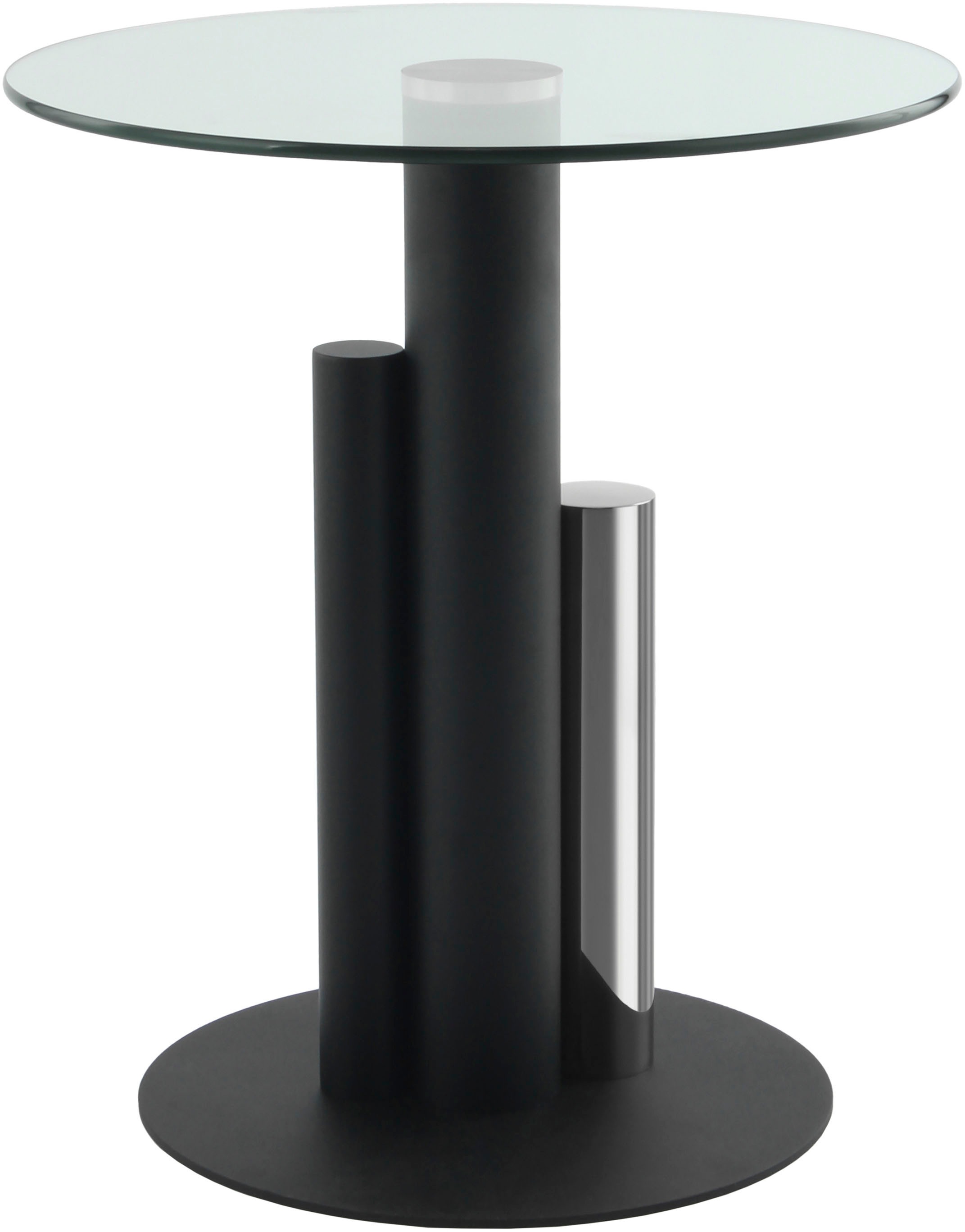 Kayoom Beistelltisch »Ontario 225, Runde  Glasplatte aus Sicherheitsglas, 100% Edelstahl« 1 Stk. tlg. Modernes Design, zweifarbiges Säulengestell, Eyecatcher Element