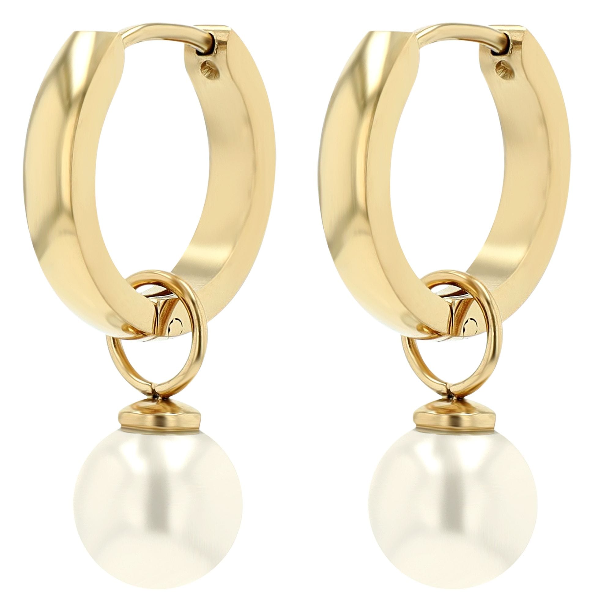 Adelia´s Paar Creolen »Damen Ohrringe ¿ Klappcreole aus Edelstahl mit Perle«