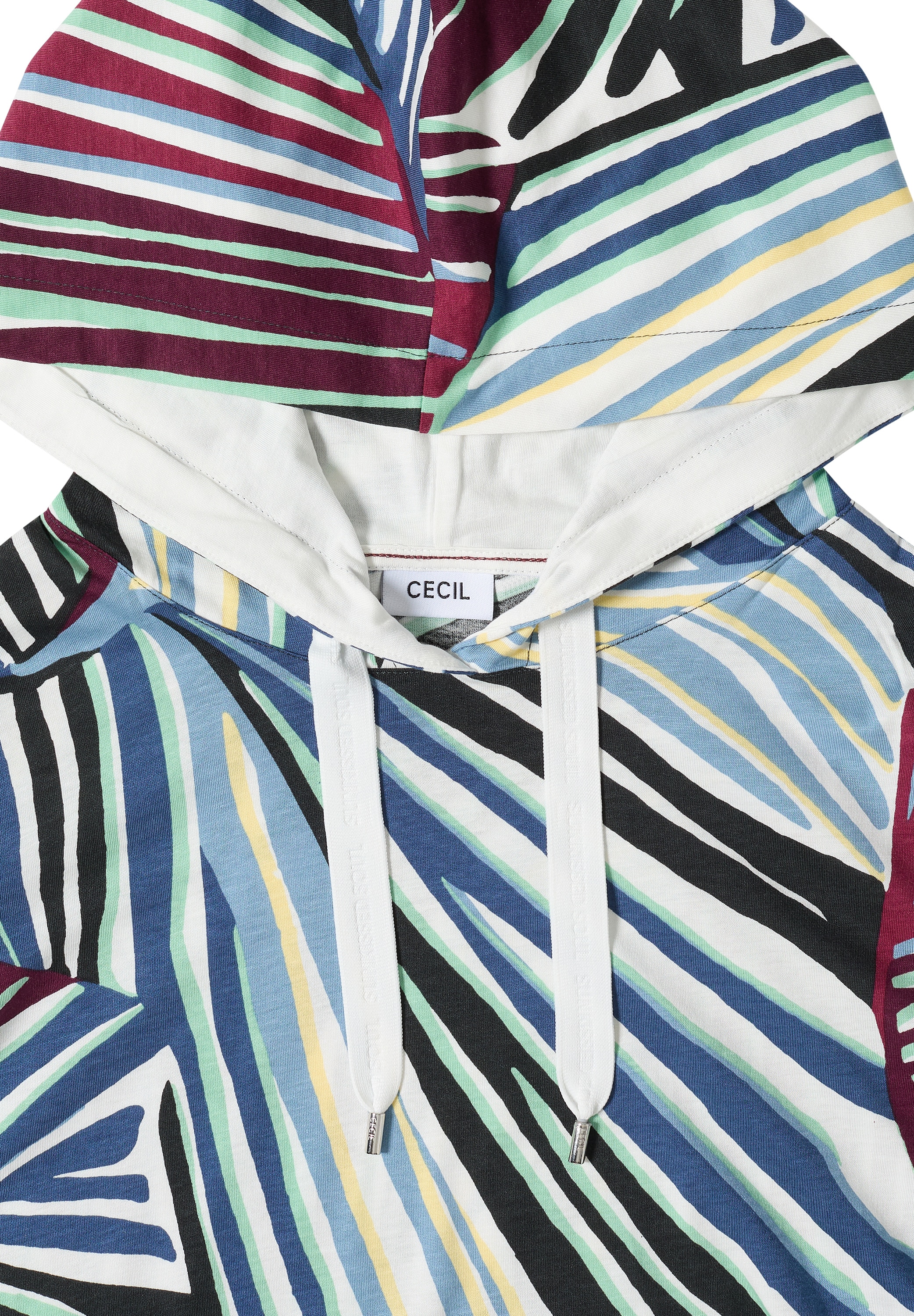 Cecil Kurzarmshirt Sommershirt mit Hoodie und Grafikprint