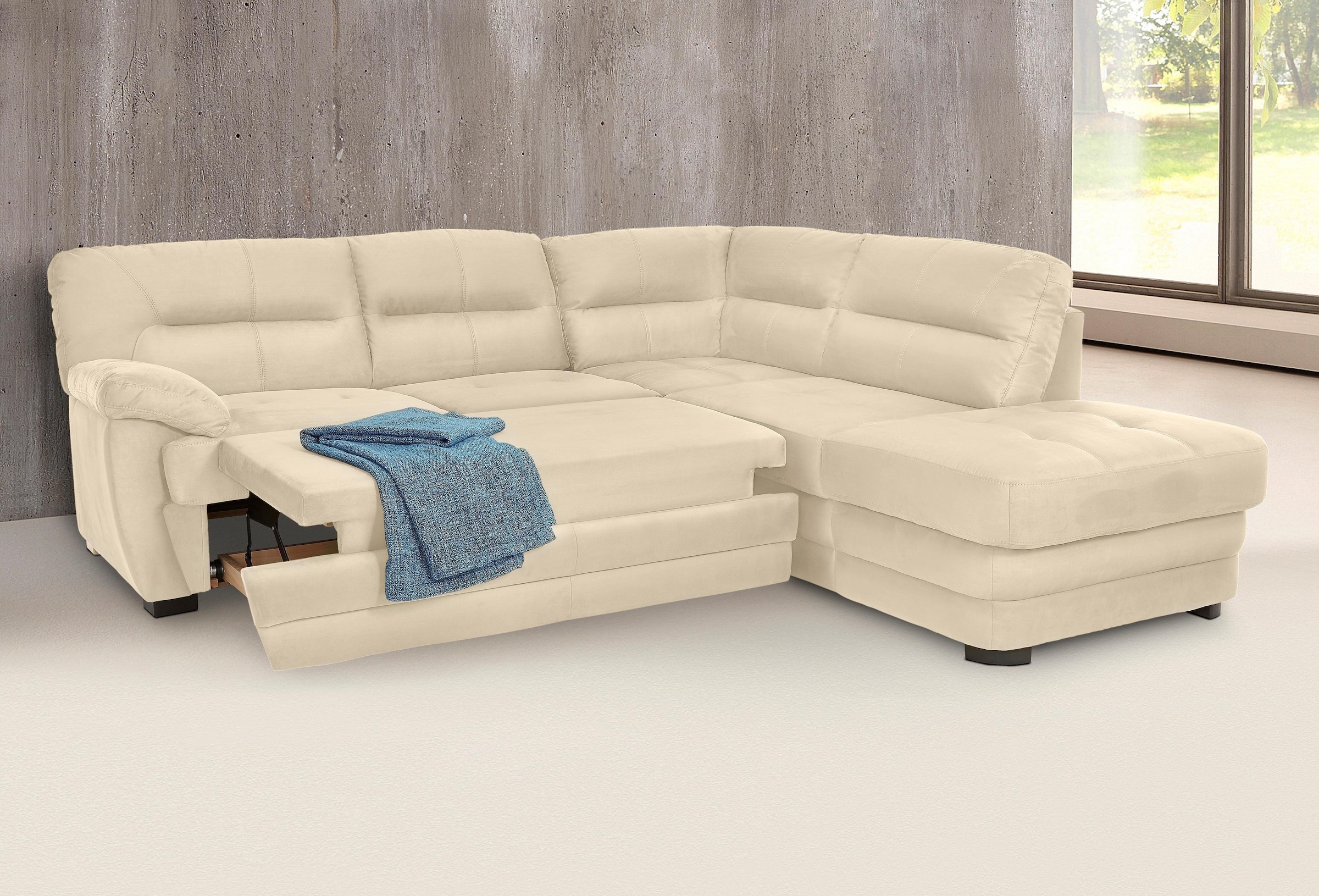 COTTA Polstergarnitur »Royale L-Form«, (Set), Set bestehend aus: Ecksofa & Hocker