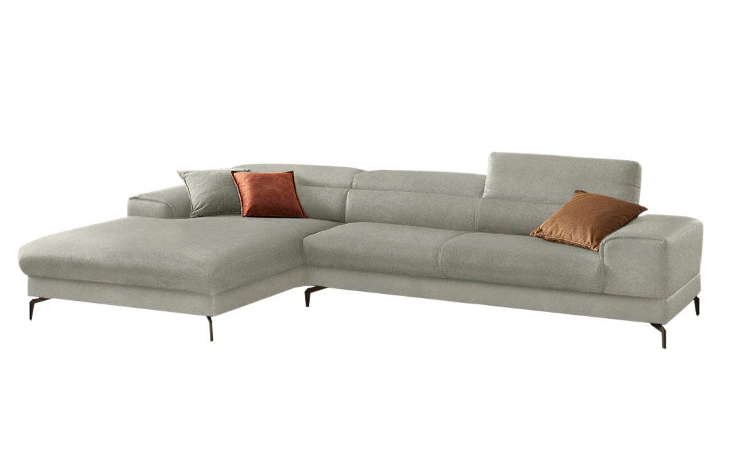 W.SCHILLIG Ecksofa »piedroo, Designsofa mit tollem Sitzkomfort, bequem und elegant, L-Form«, Kopfteilverstellung, wahlweise mit Sitztiefenverstellung, Breite 343cm