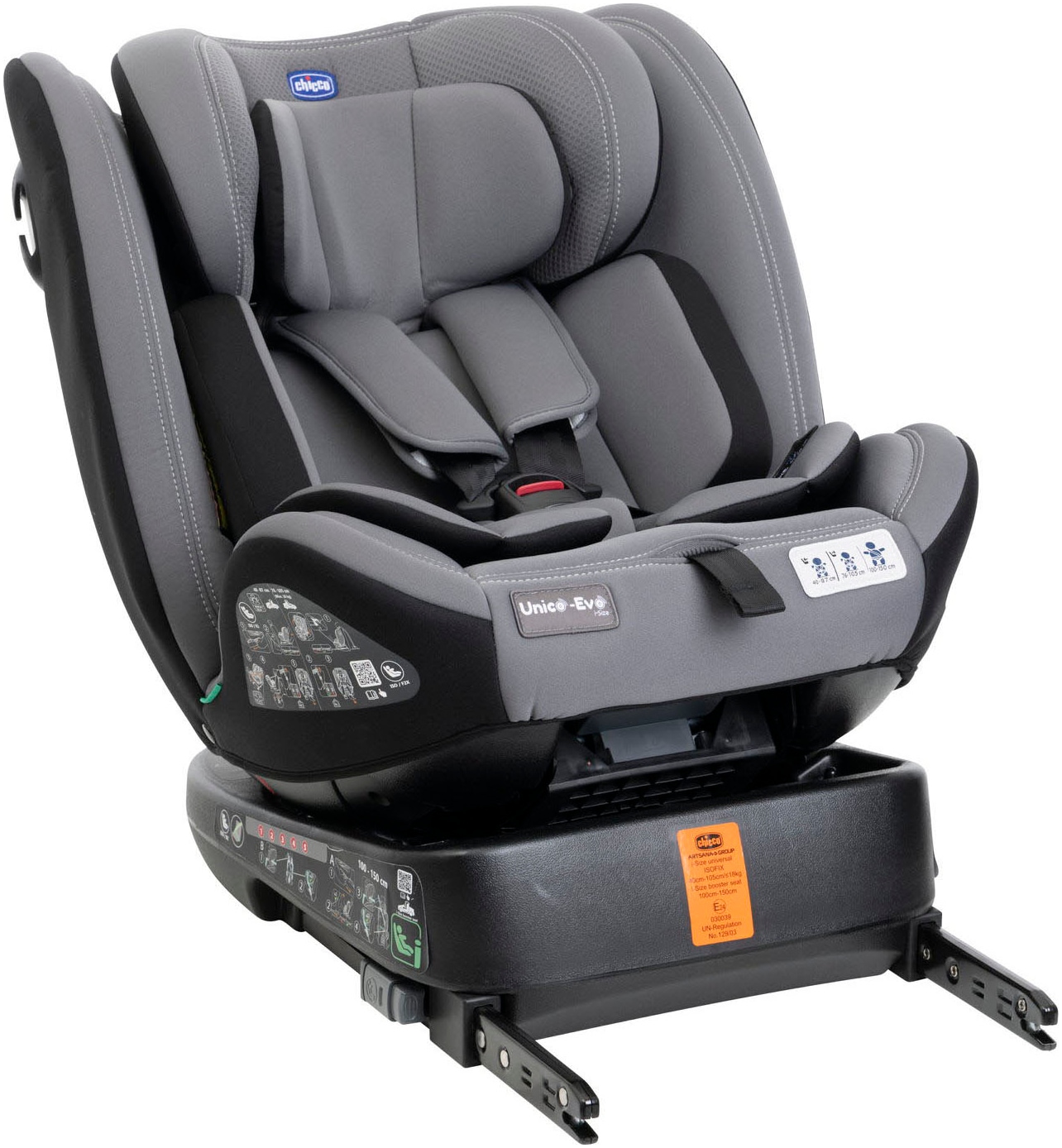 Chicco Autokindersitz »Unico Evo i-Size, Grey Black«, ISOFIX-Befestigung