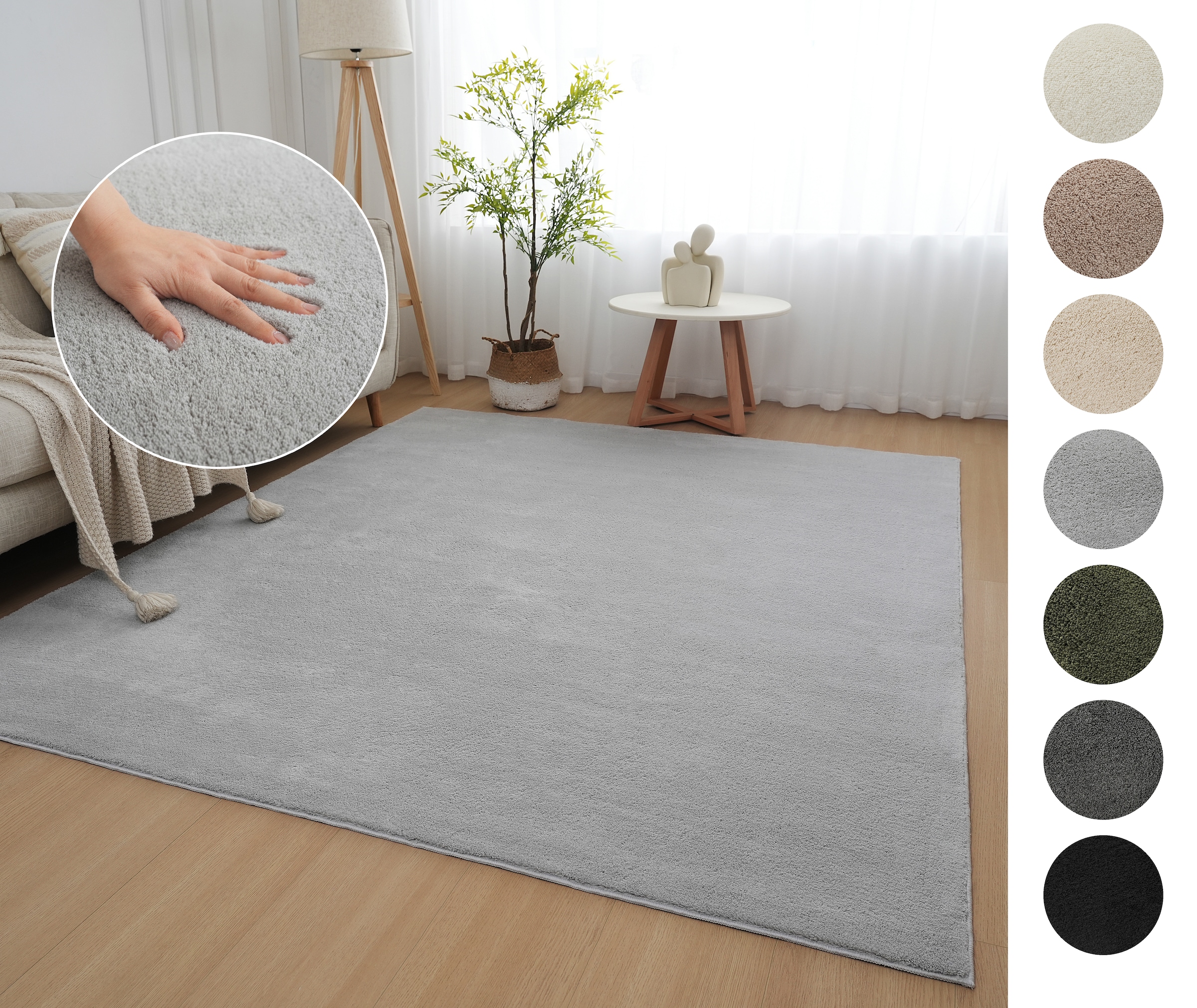 OTTO home Teppich »Cali, in Standard- und Premium-Qualität, 13 mm oder 16 mm Höhe« rechteckig Uni-Farben, kuschelig, & weich, waschbar, Wohnzimmer, Schlafzimmer