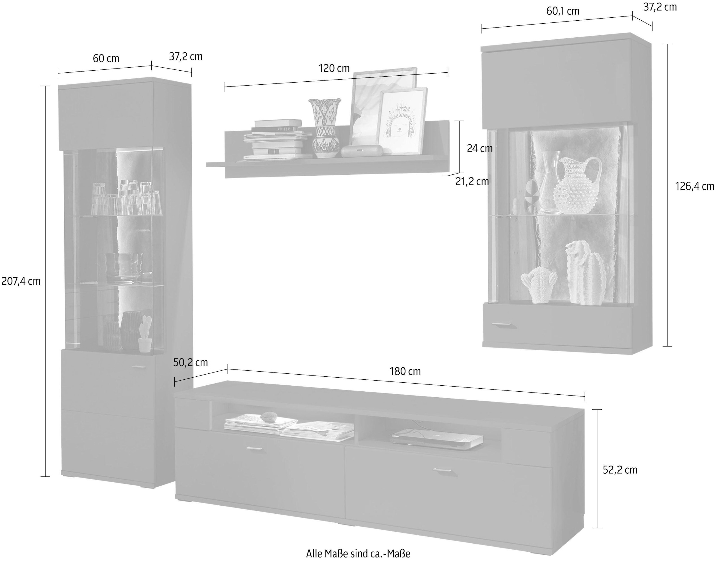 kaufen »TACOMA«, online St.), set mit by Wohnwand Hängevitrine Musterring one 04, Typ (Set, 4