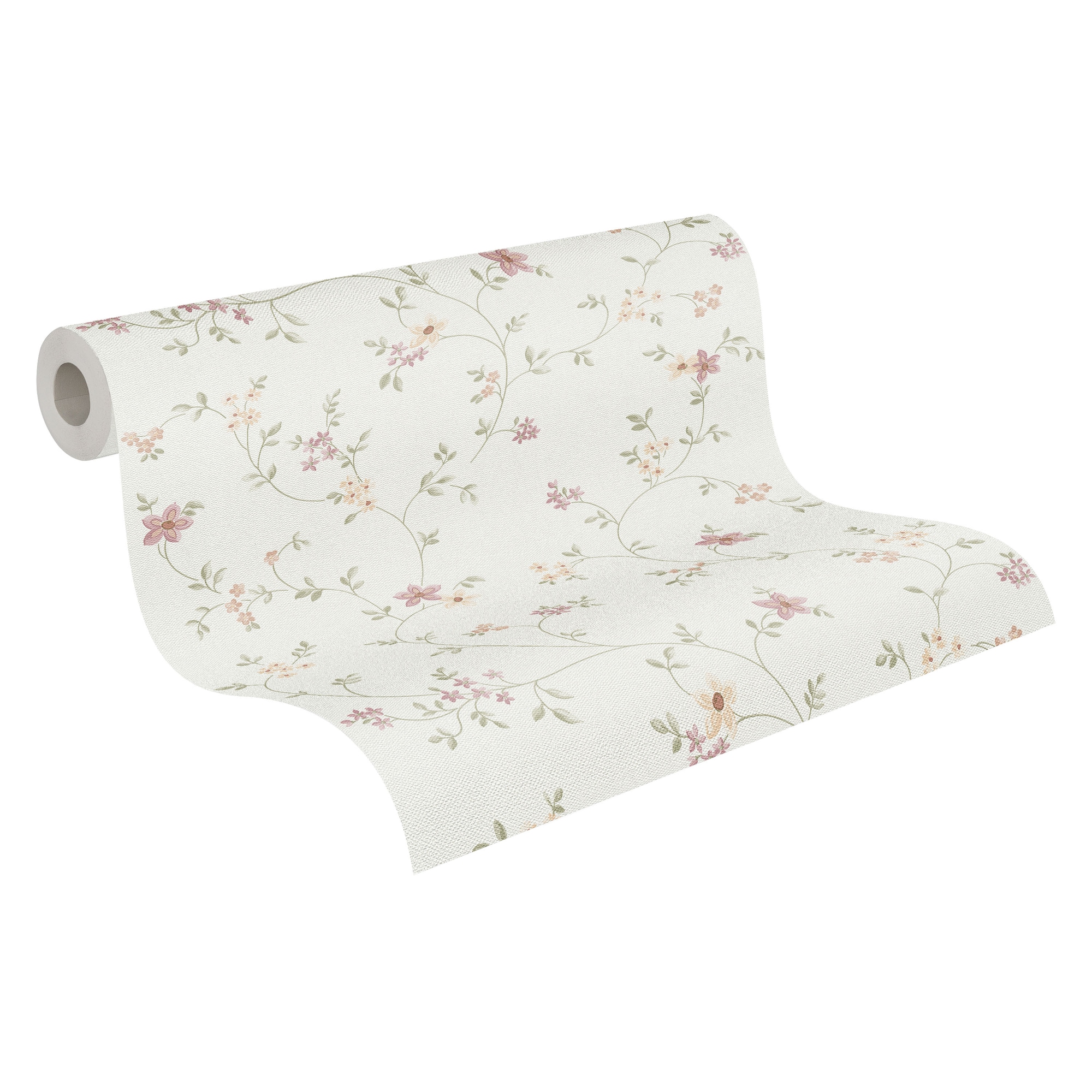 A.S. Création Vliestapete »Maison Charme Vliestapete Blümchen-Muster florale Tapete Creme« Strukturmuster strukturiert Mustertapete floral in Blumen-Optik Weiß Grün Schlafzimmer Küche