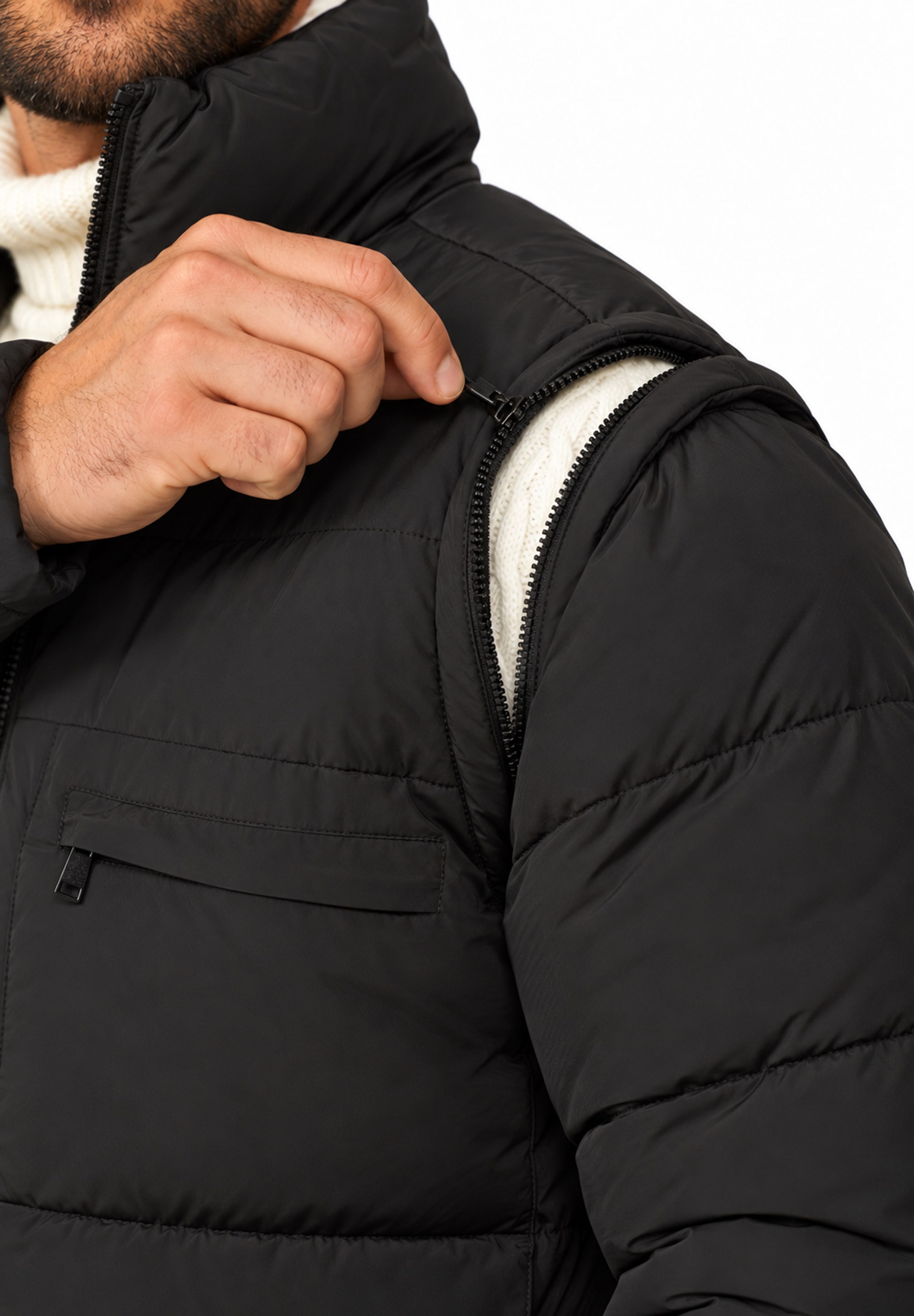 SOULSTAR Steppjacke »Winterjacke mit Stehkragen - Pufferjacke für Männer« ohne Kapuze Herren Outdoor Jacke für den Winter mit abnehmbaren Ärmeln