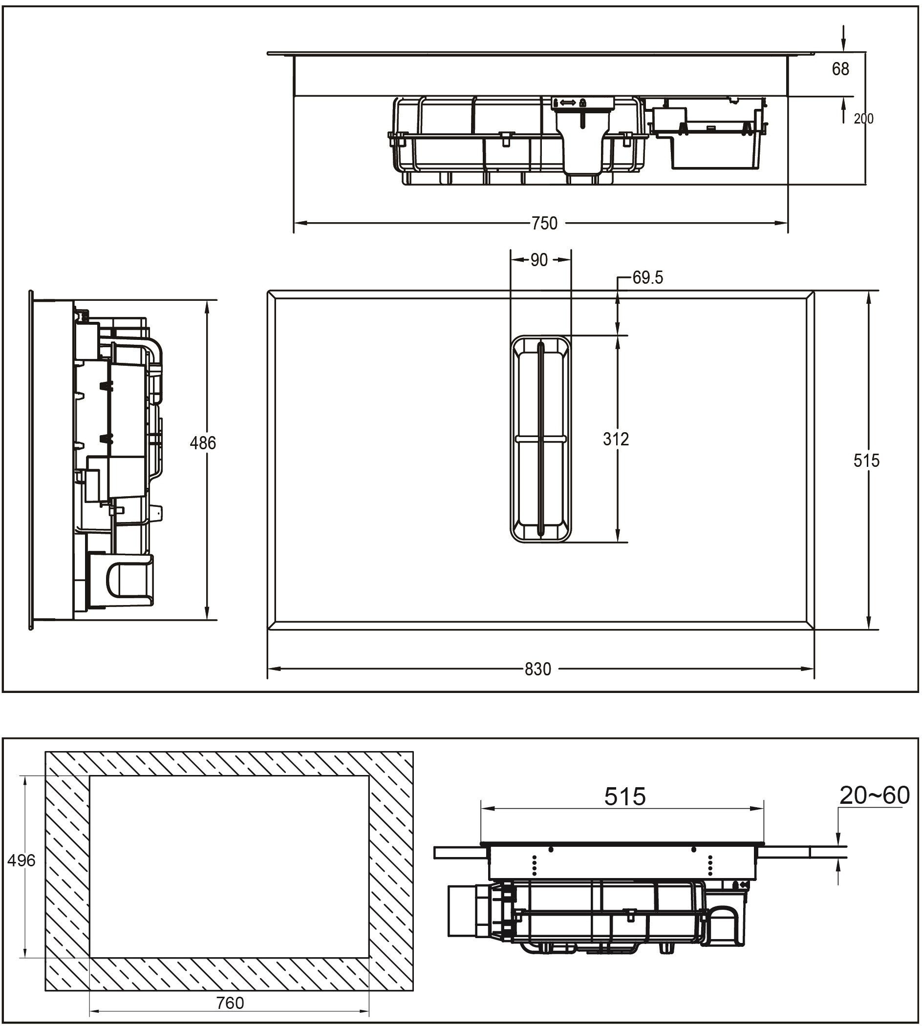 Hanseatic Kochfeld mit Dunstabzug »HDI4B9074SBMB« Platziere dein Kochgeschirr flexibel mit matter Oberfläche