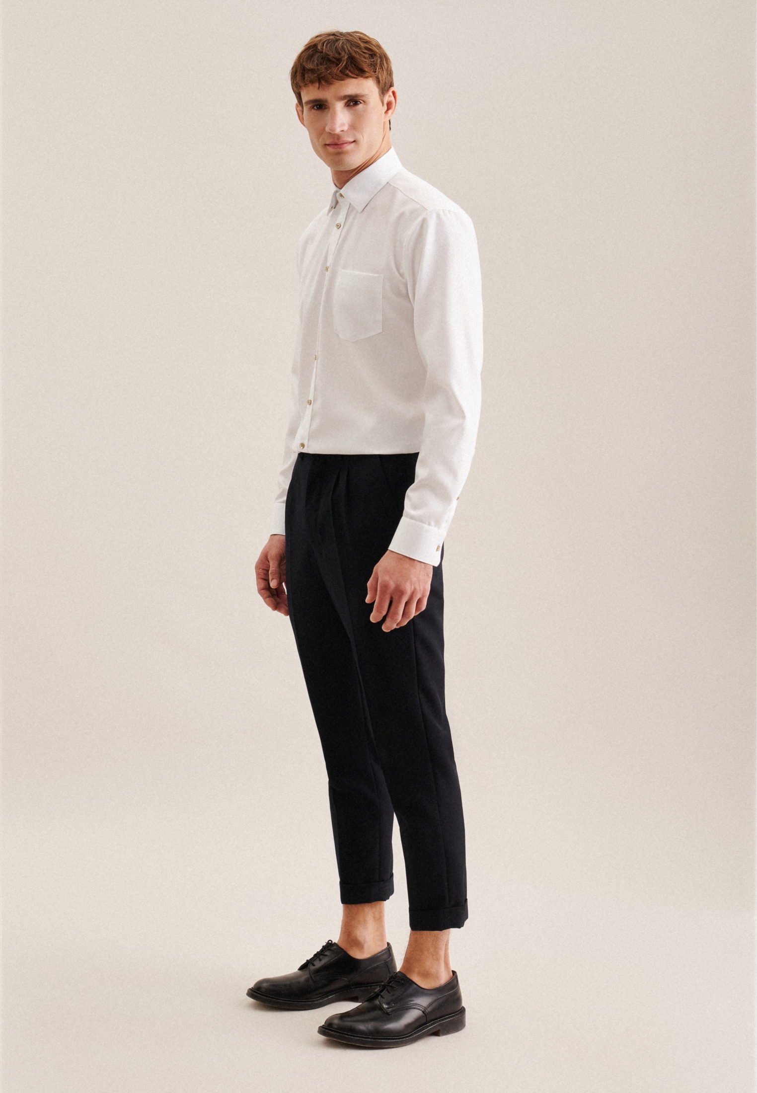 seidensticker Businesshemd »Regular«, Regular Langarm Covered-Button-Down-Kragen Uni