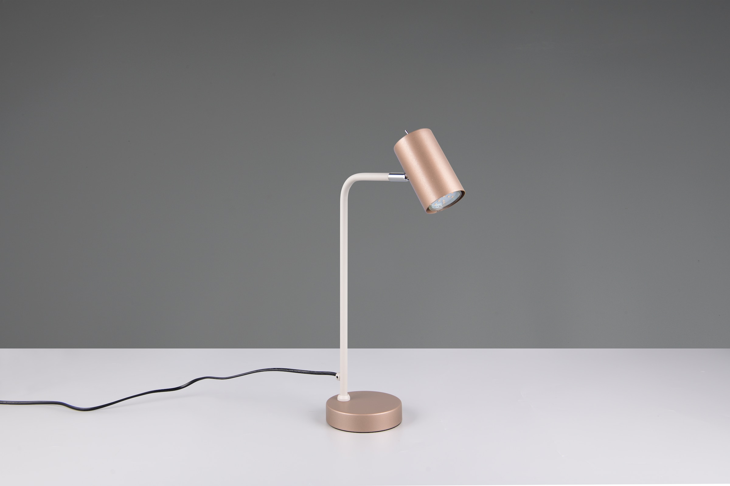 TRIO Leuchten Schreibtischlampe »MARLEY, exkl. 1x GU10 max 5W, Tischleuchte Höhe 45cm« GU10 1 Stk. warmweiß - kaltweiß mit Kippschalter, Leuchtenkopf schwenkbar, 150cm Anschlusskabel