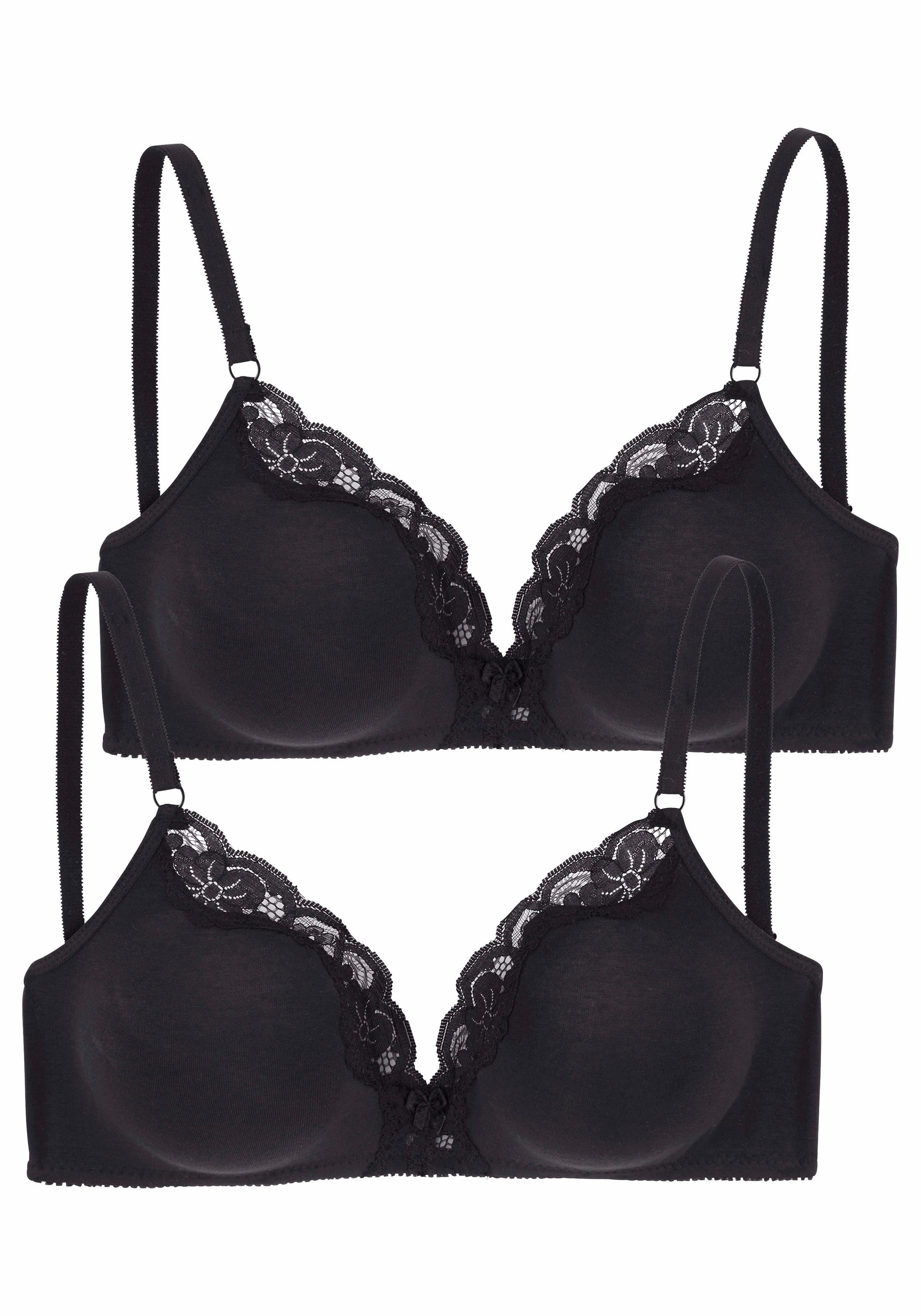 petite fleur Bralette-BH, (Packung, bei Stück), aus Basic 2 OTTO mit bestellen Bügel Baumwolle Spitze, ohne online Dessous